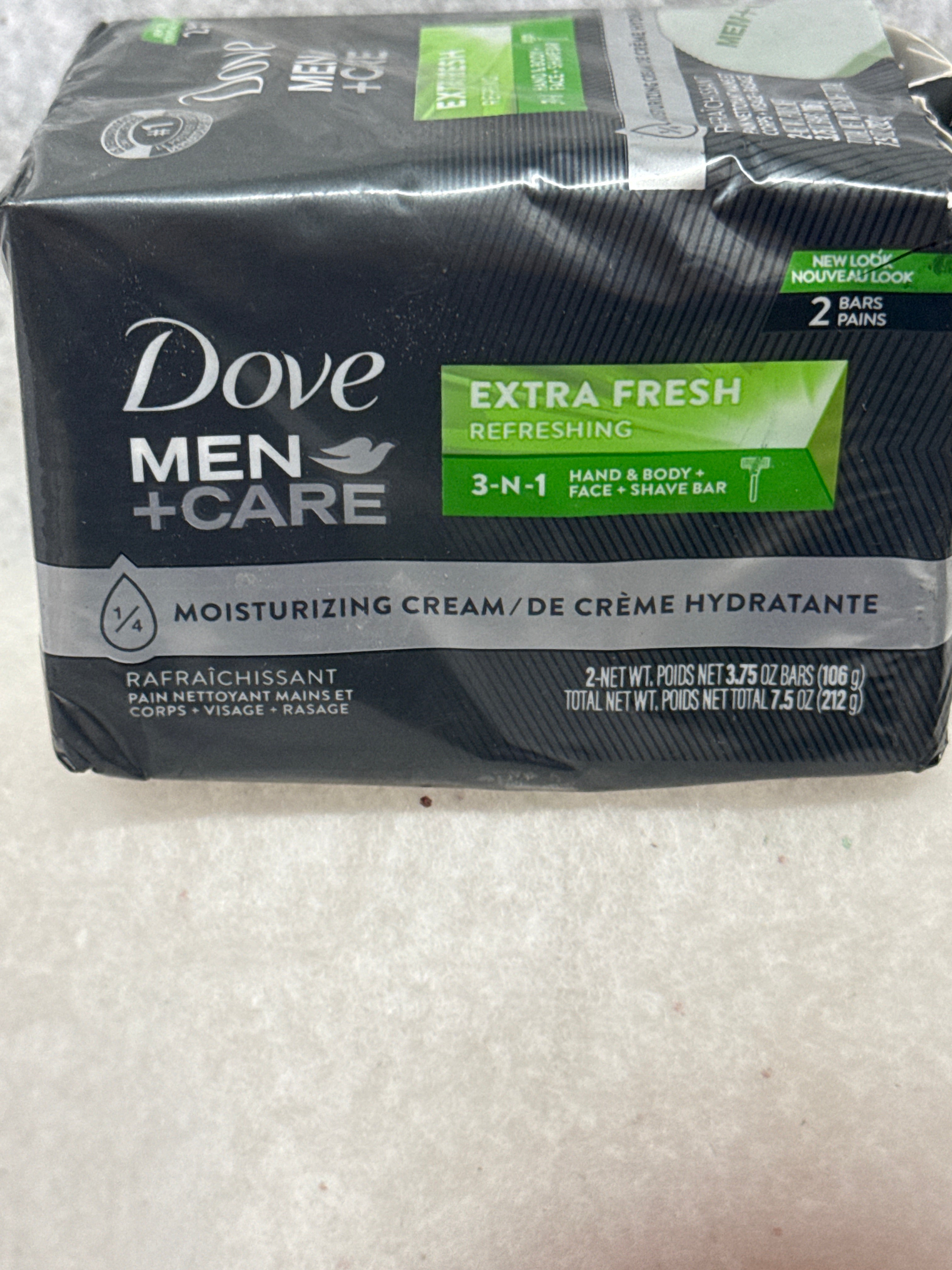 Dove Men+Care Body + Face Bar Extra Fresh 3.75 oz, 2 Bars