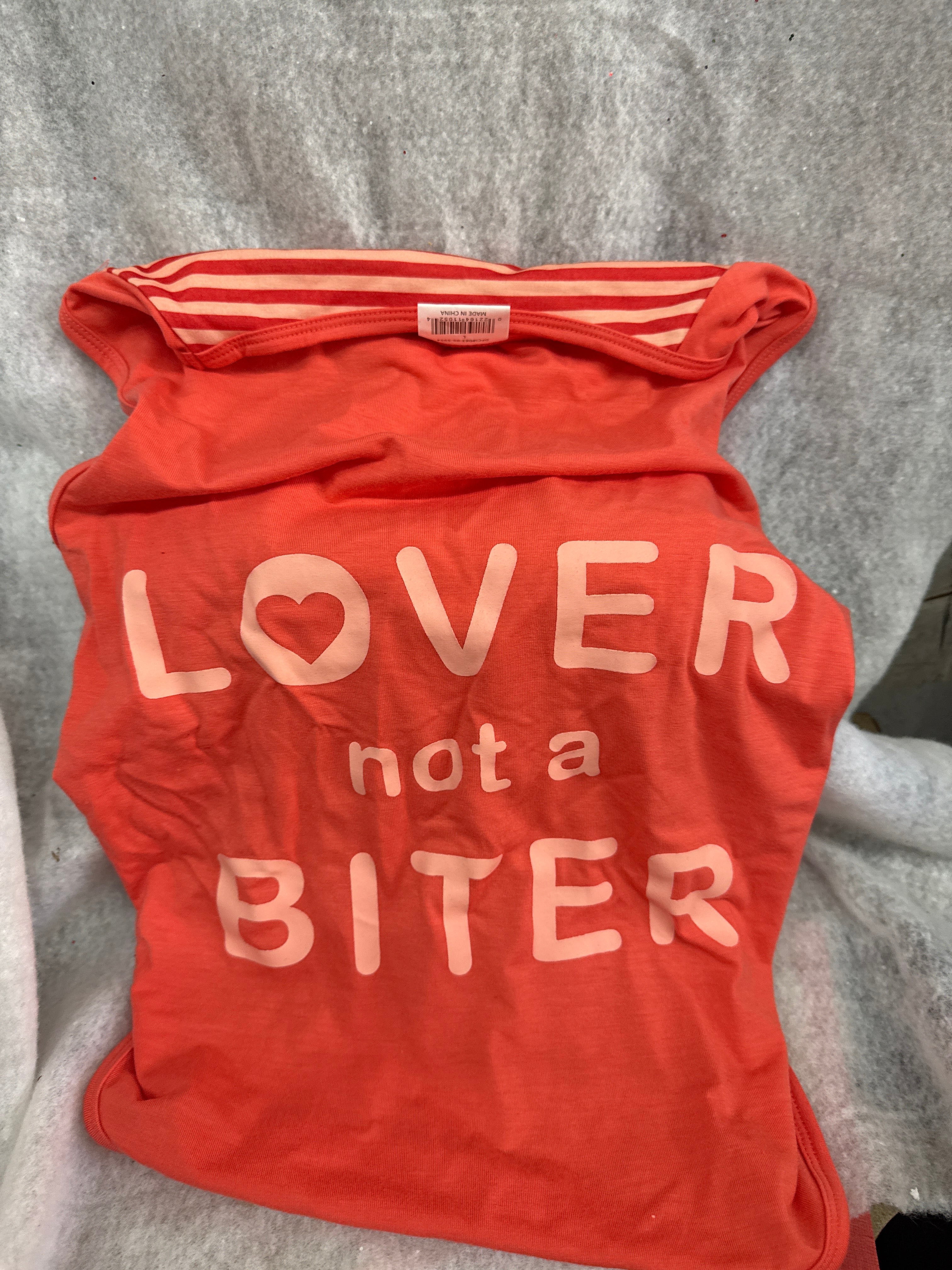 Boots & Barkley I'm A Lover Not A Biter Orange Dog Tank Shirt - Size Large