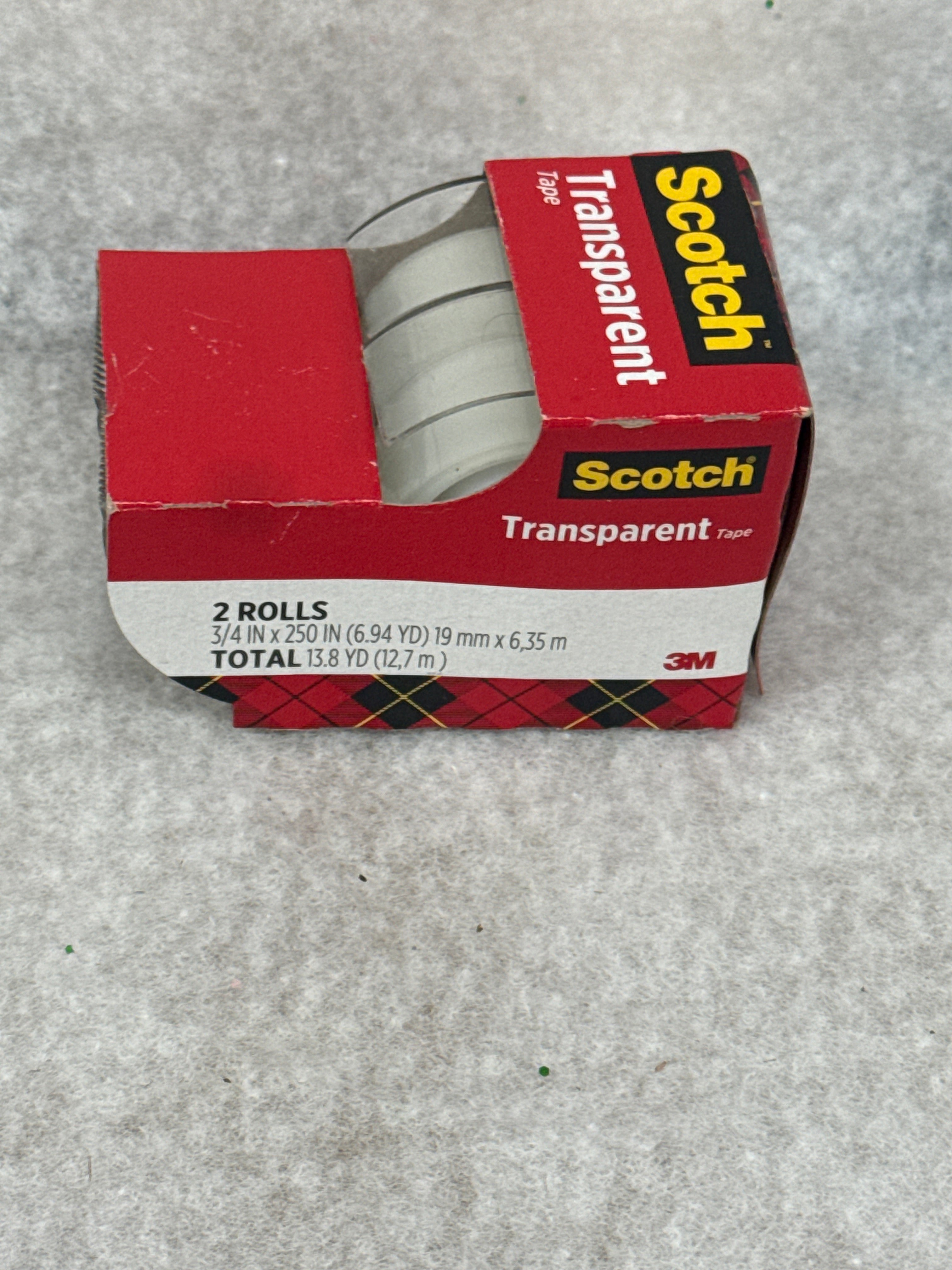 Scotch Transparent Tape, 3/4 in x 250 in, 2 Rolls