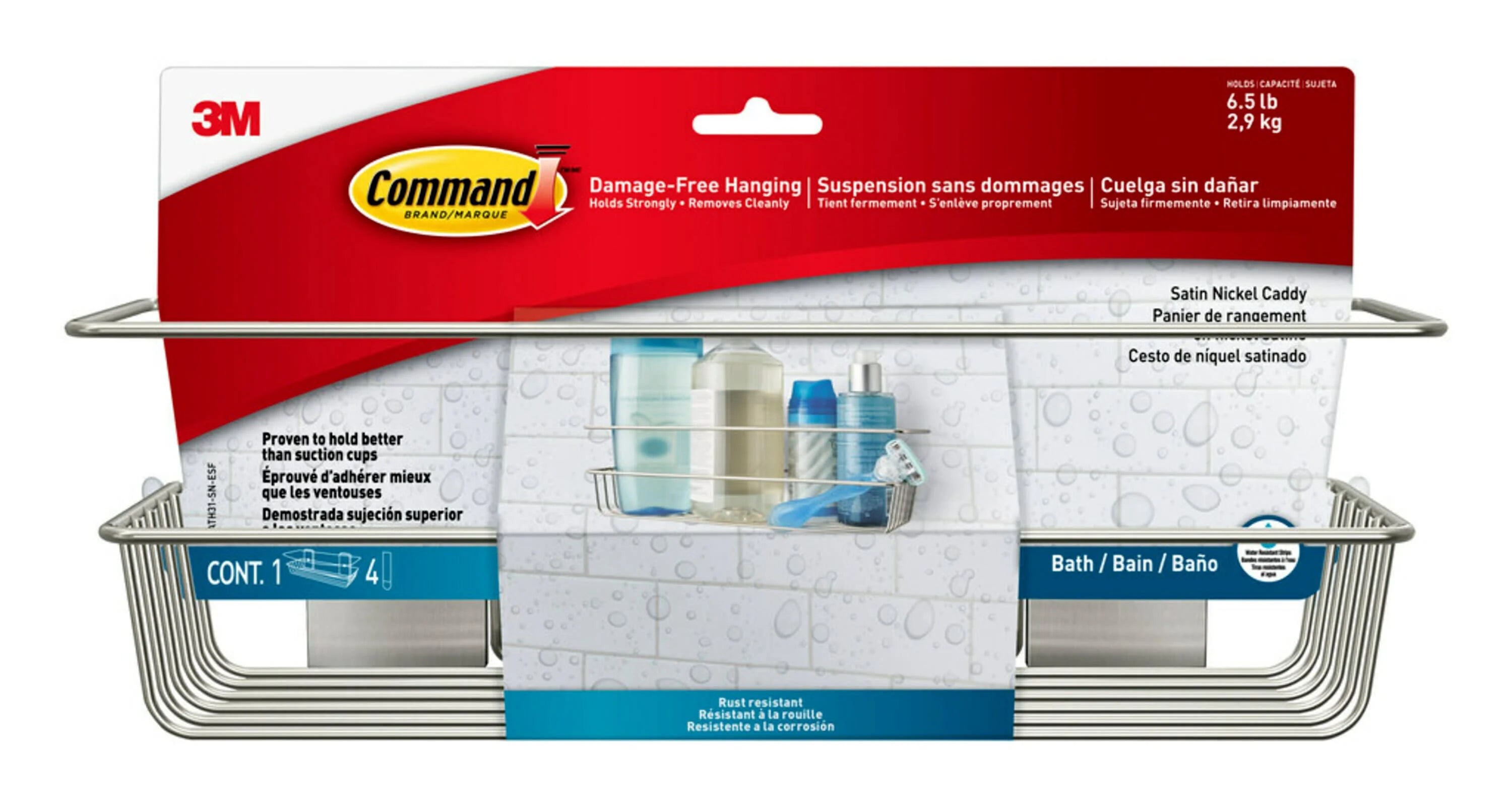 Command Bath Satin Nickel Shower Caddy