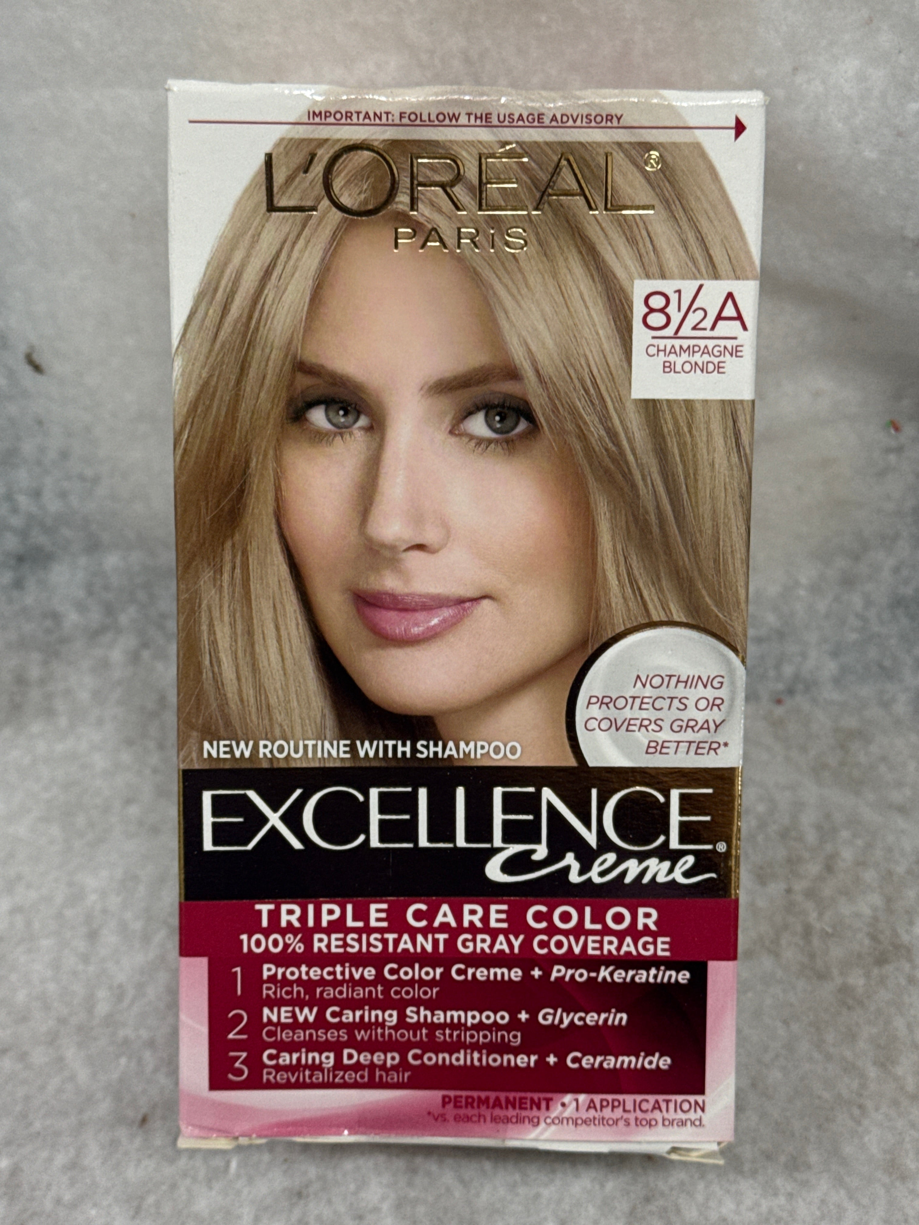L'Oreal Paris Excellence Creme Permanent Triple Care Hair Color, 8.5A Champagne Blonde