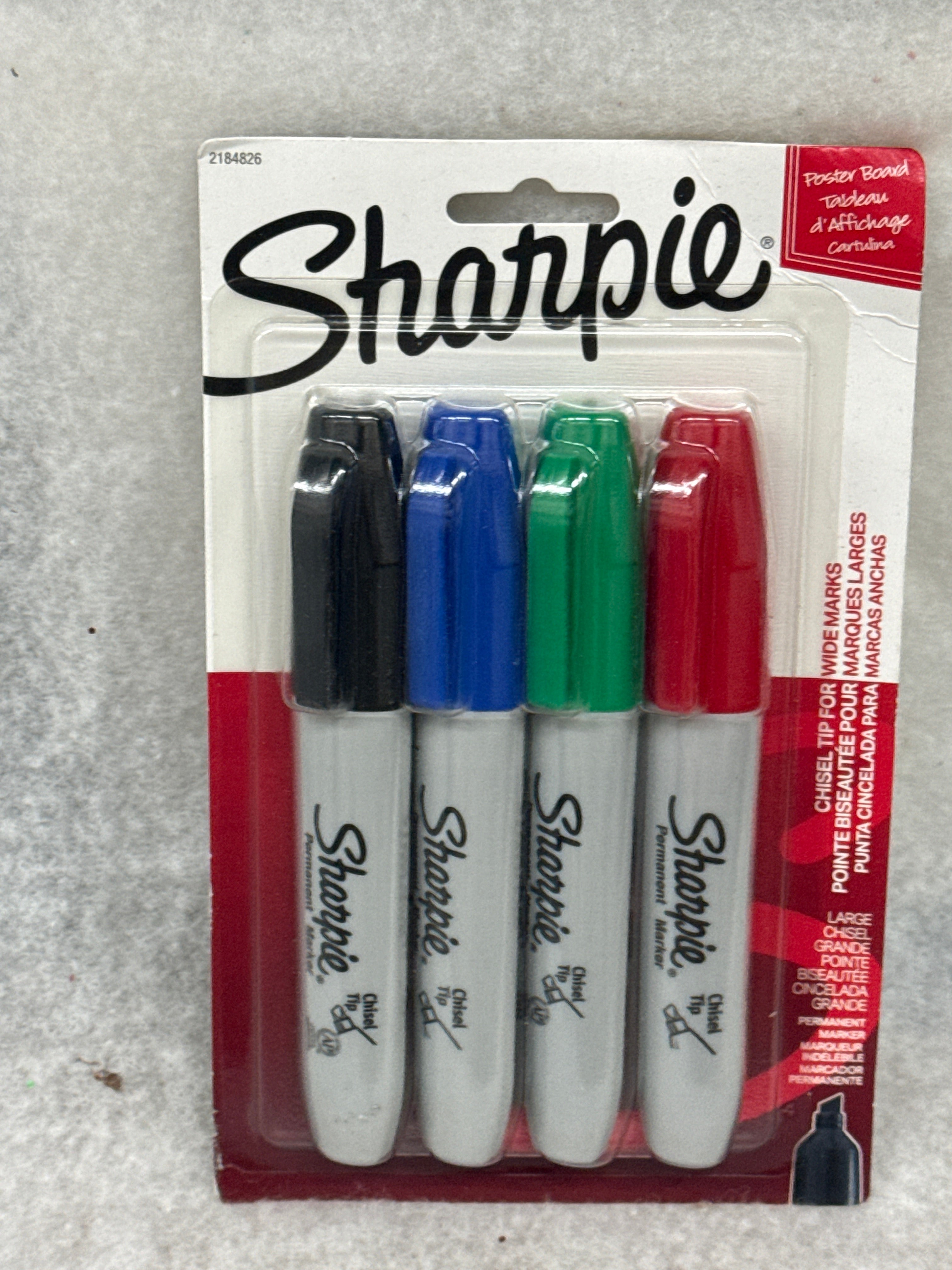 Sharpie Permanent Markers, Chisel Tip, Assorted Colors, 4-Pack