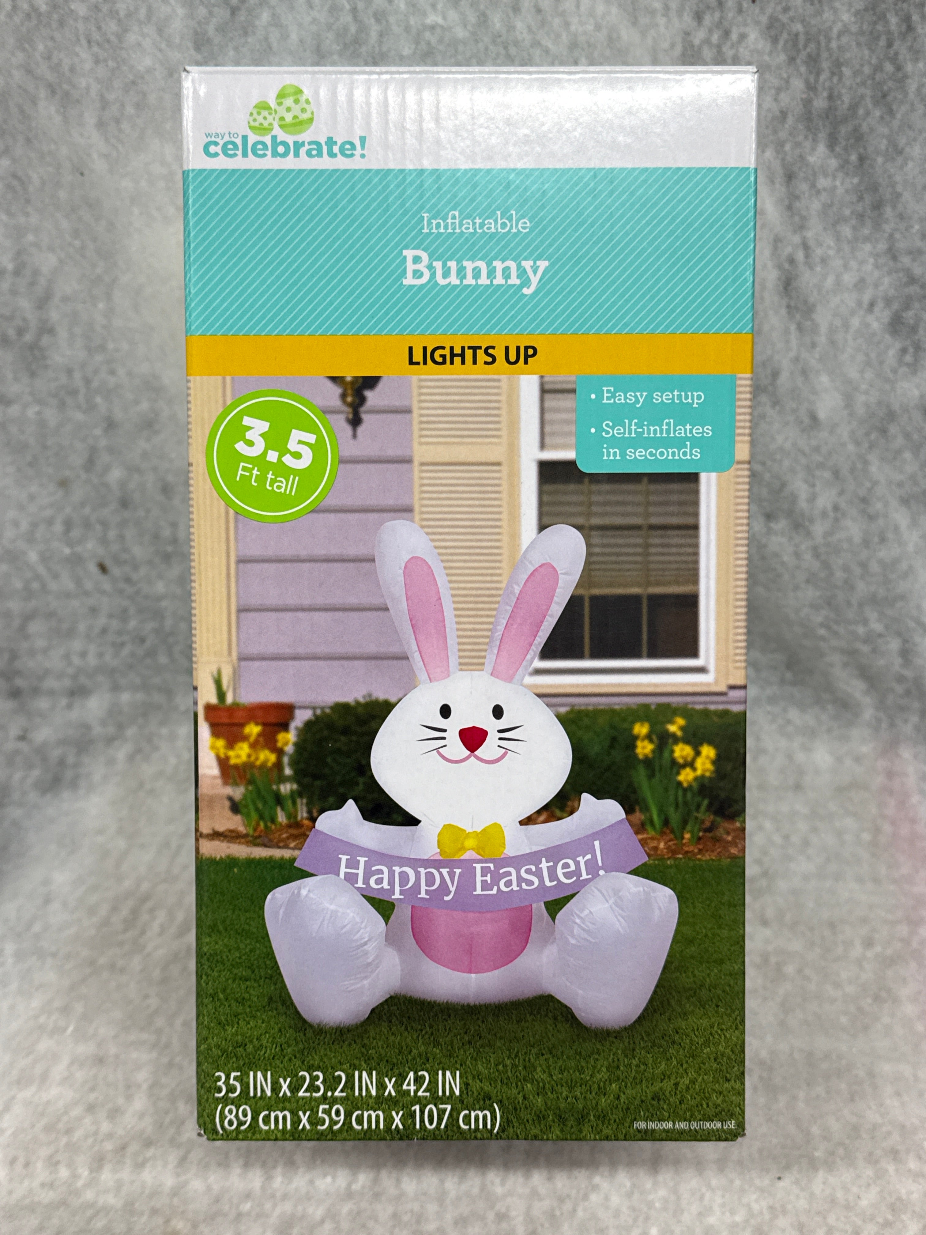 Way To Celebrate Happy Easter Bunny Airblown Yard Inflatable, 42"