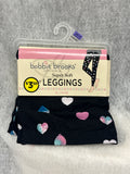 Bobbie Brooks for Girls Super Soft Leggings, Black with Heart Print