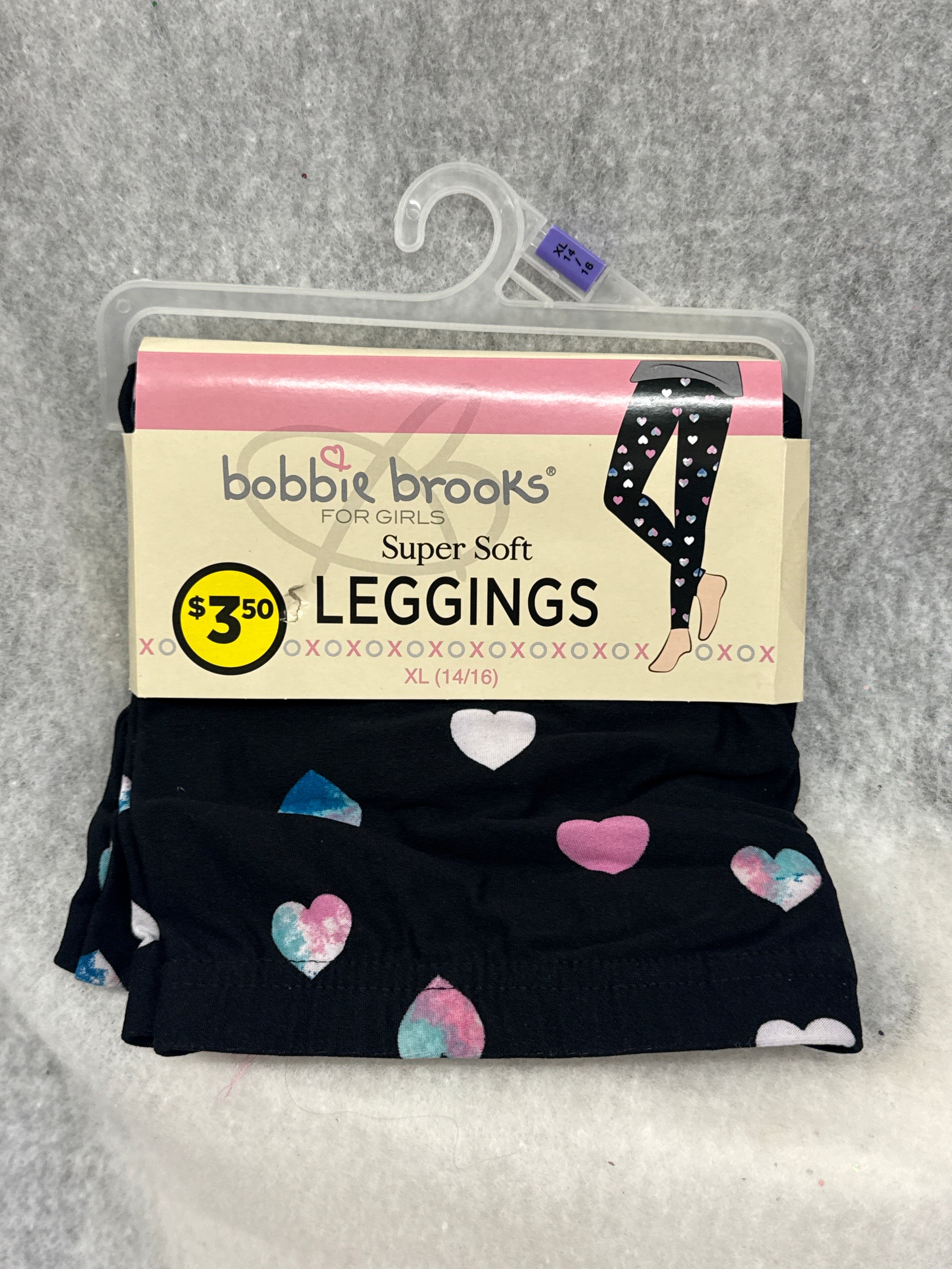 Bobbie Brooks for Girls Super Soft Leggings, Black with Heart Print