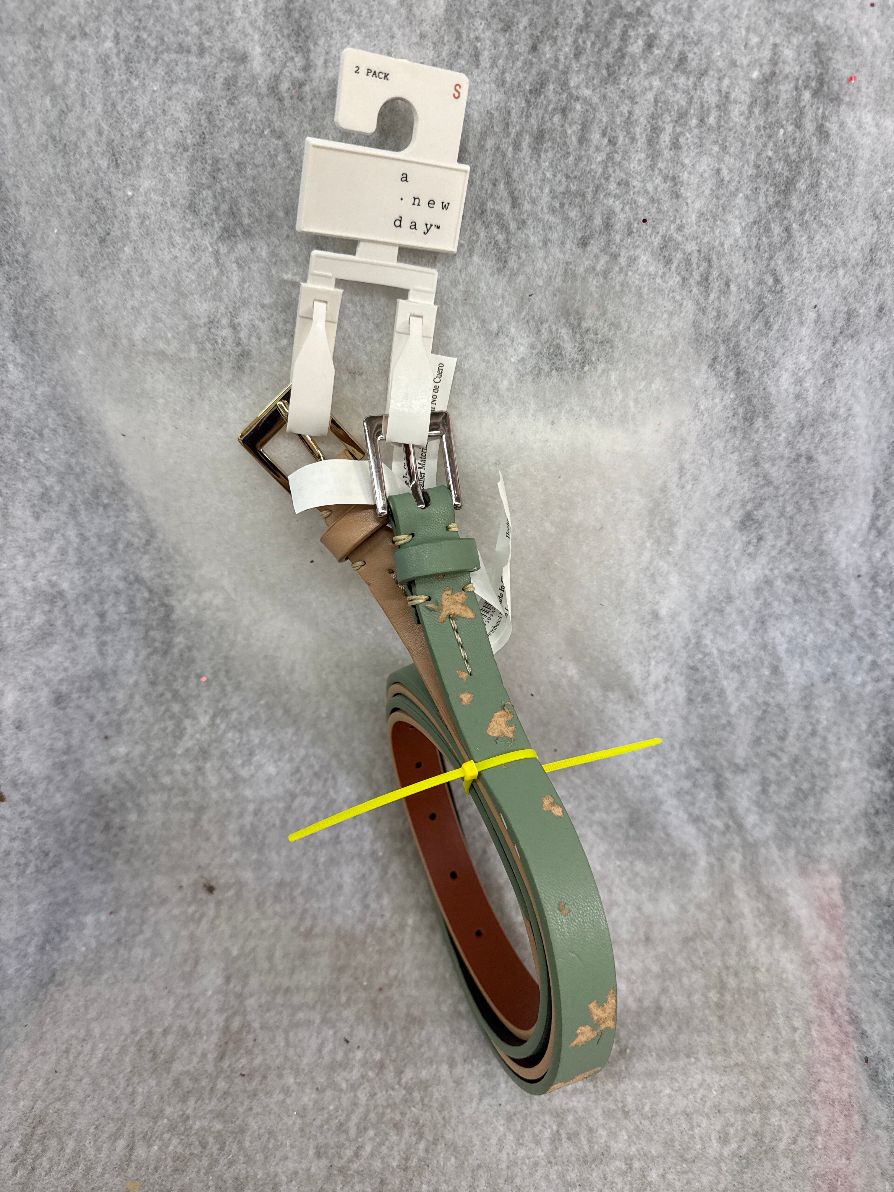 A New Day Women's 2-Pack Slim Belts - Tan and Sage Green