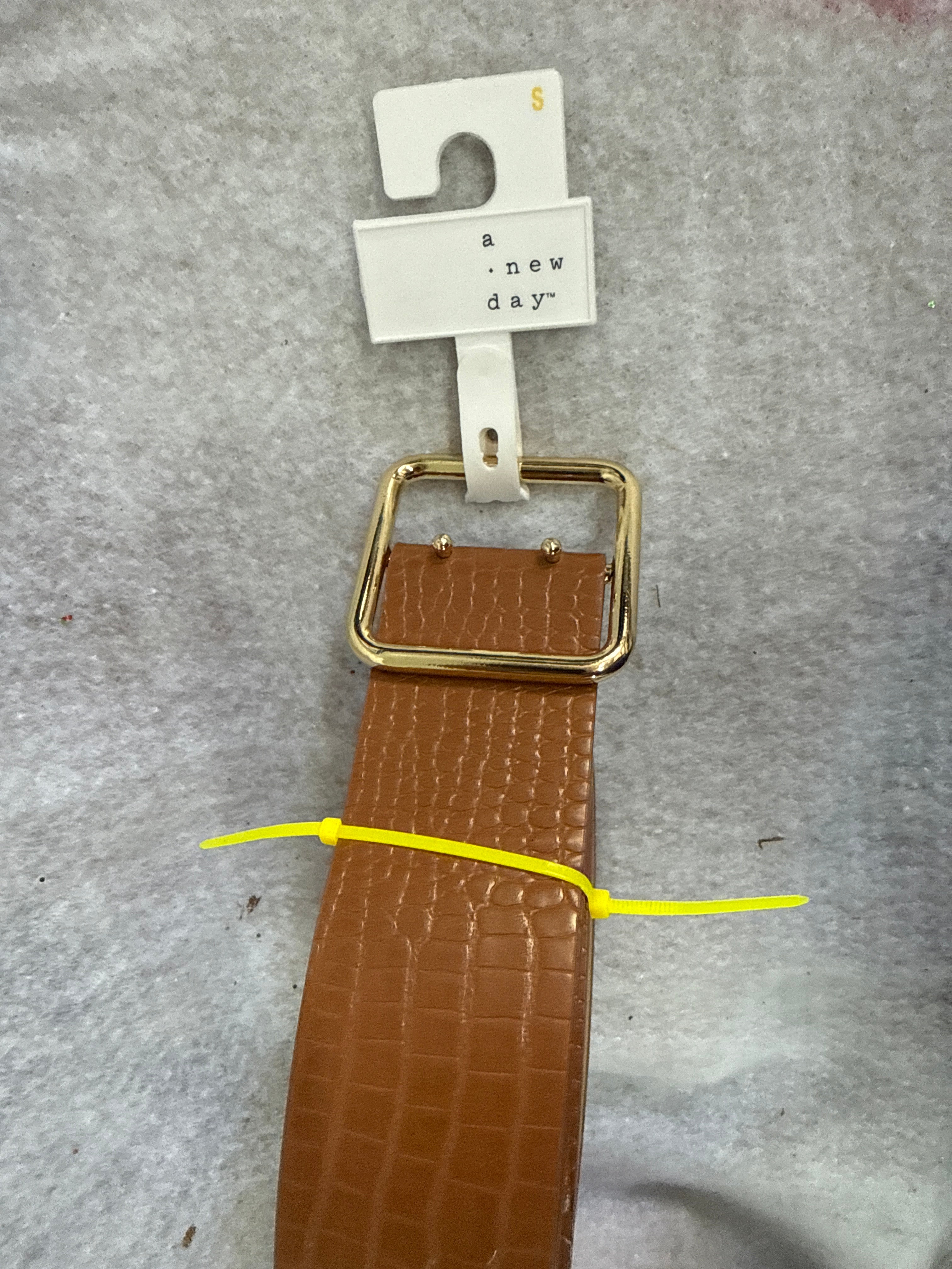A New Day Women's Faux-Croc Belt with Gold Buckle