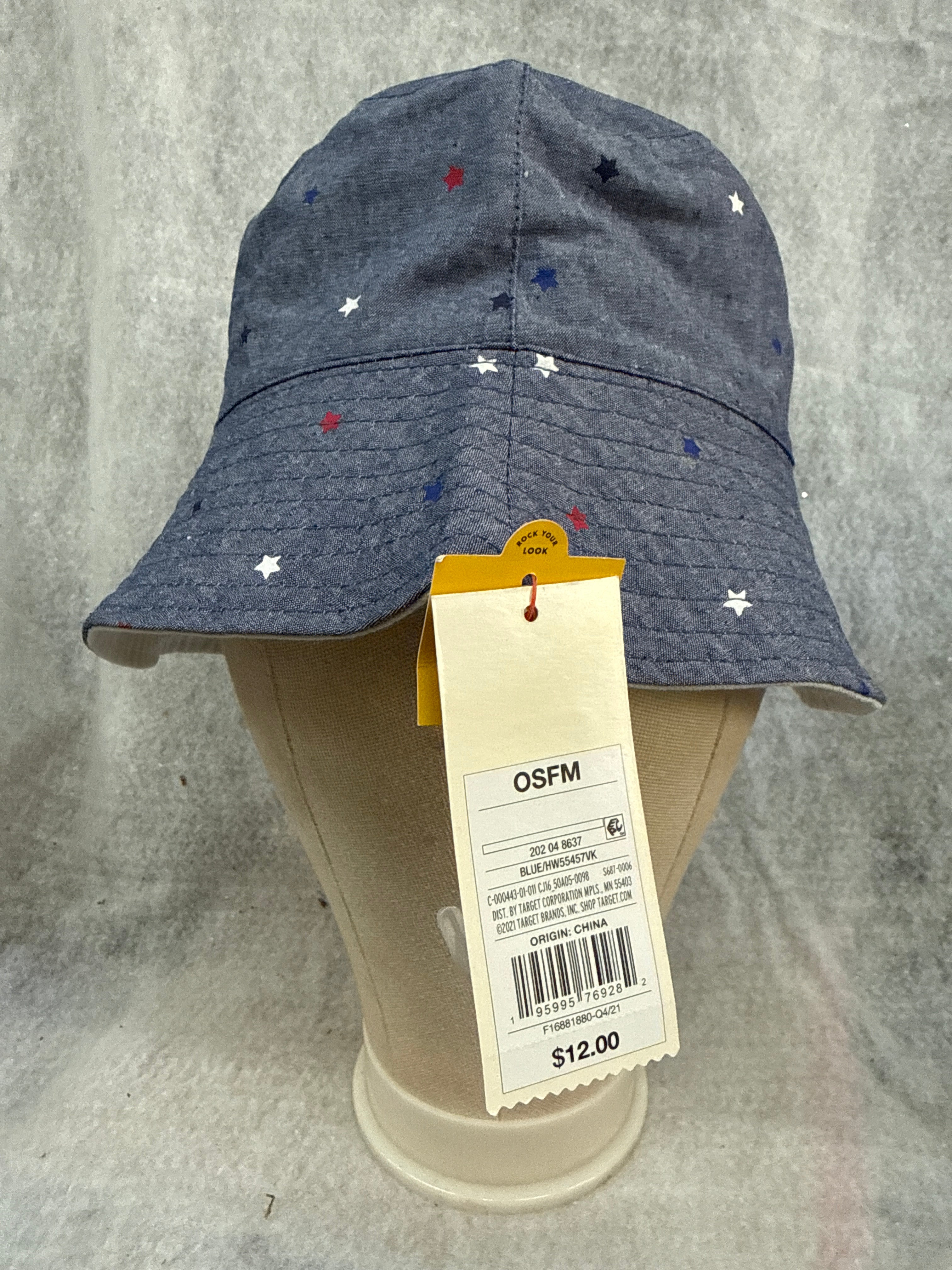 Cat & Jack Kids' Denim Blue Stars Americana Reversible Bucket Hat