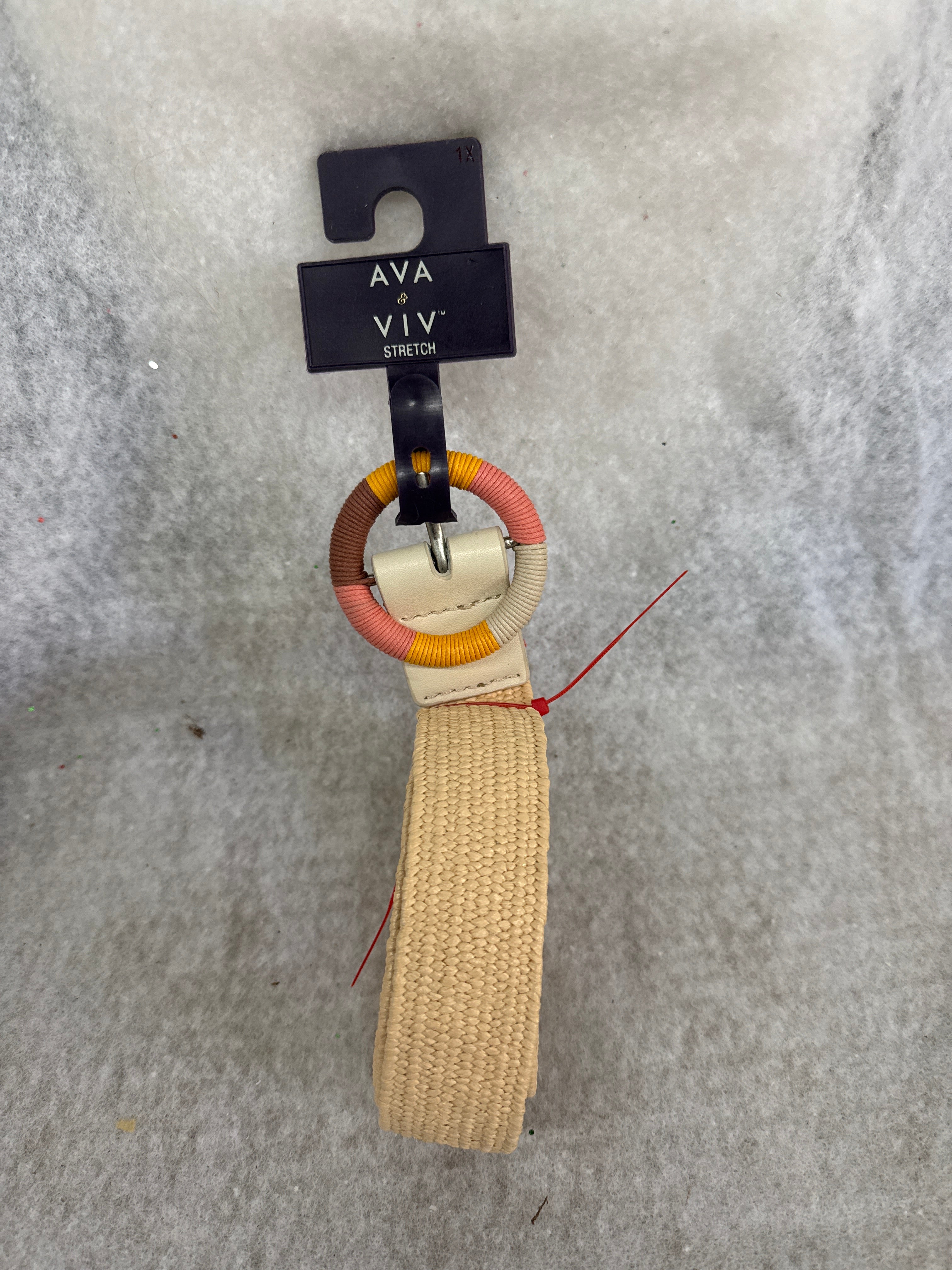 Ava & Viv Women's Woven Stretch Belt with Round Multi-Color Buckle