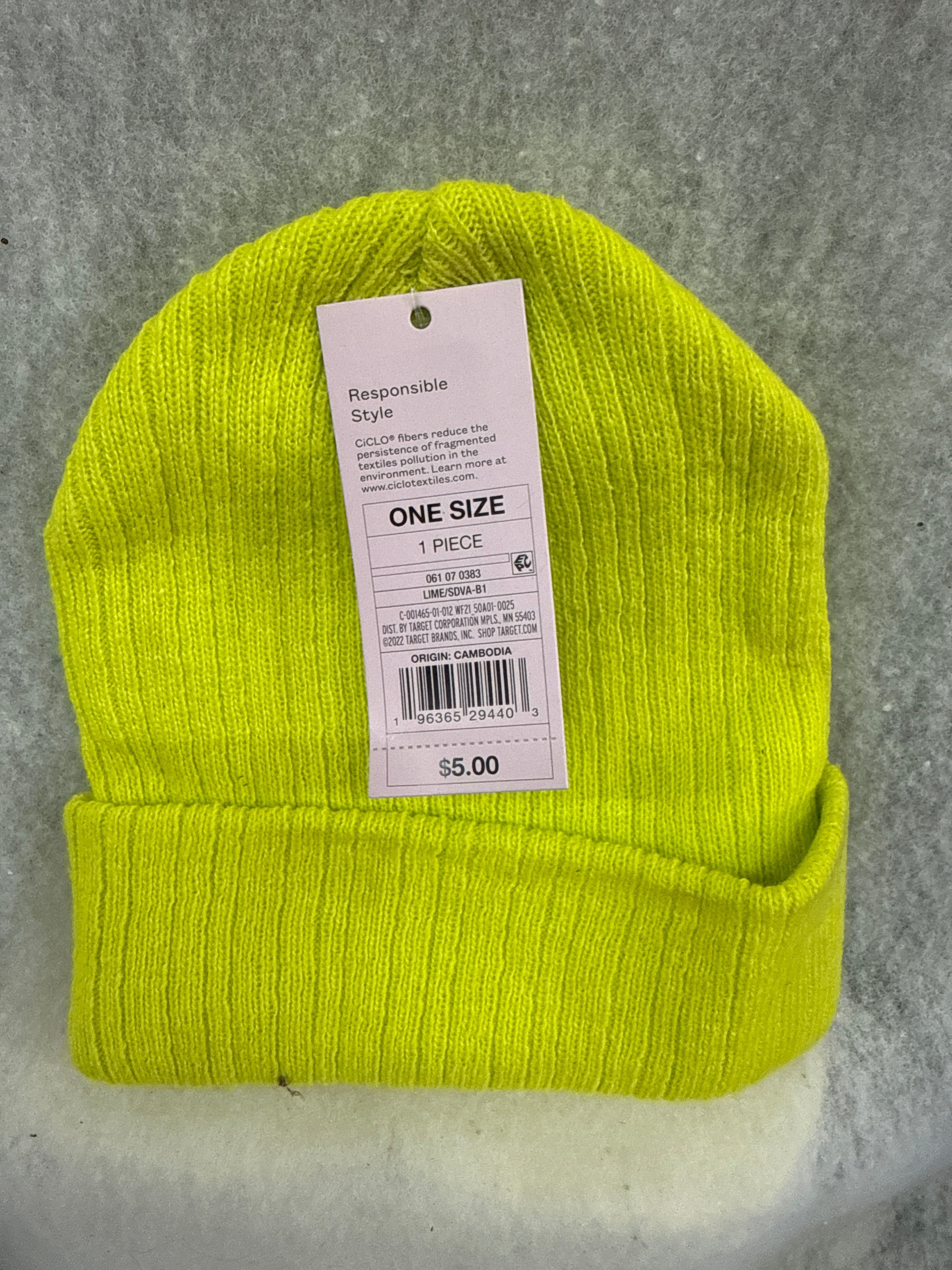 Wild Fable Neon Yellow Rib-Knit Value Beanie