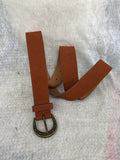 Brown Suede Belt with Horseshoe Buckle