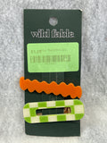 Wild Fable 3pc Hair Barrette Set - Orange Wavy and Green Checkered