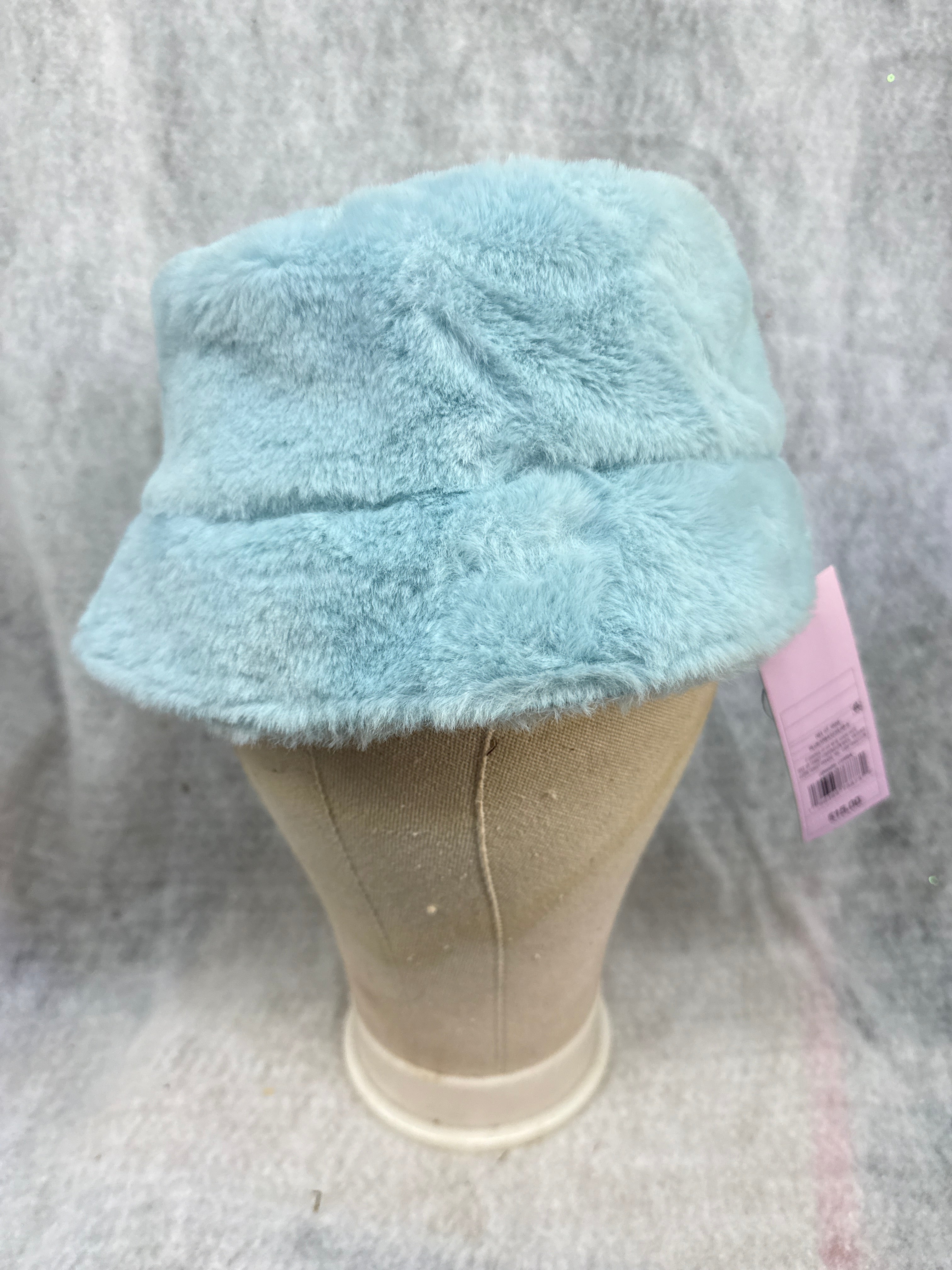Light Blue Faux Fur Bucket Hat