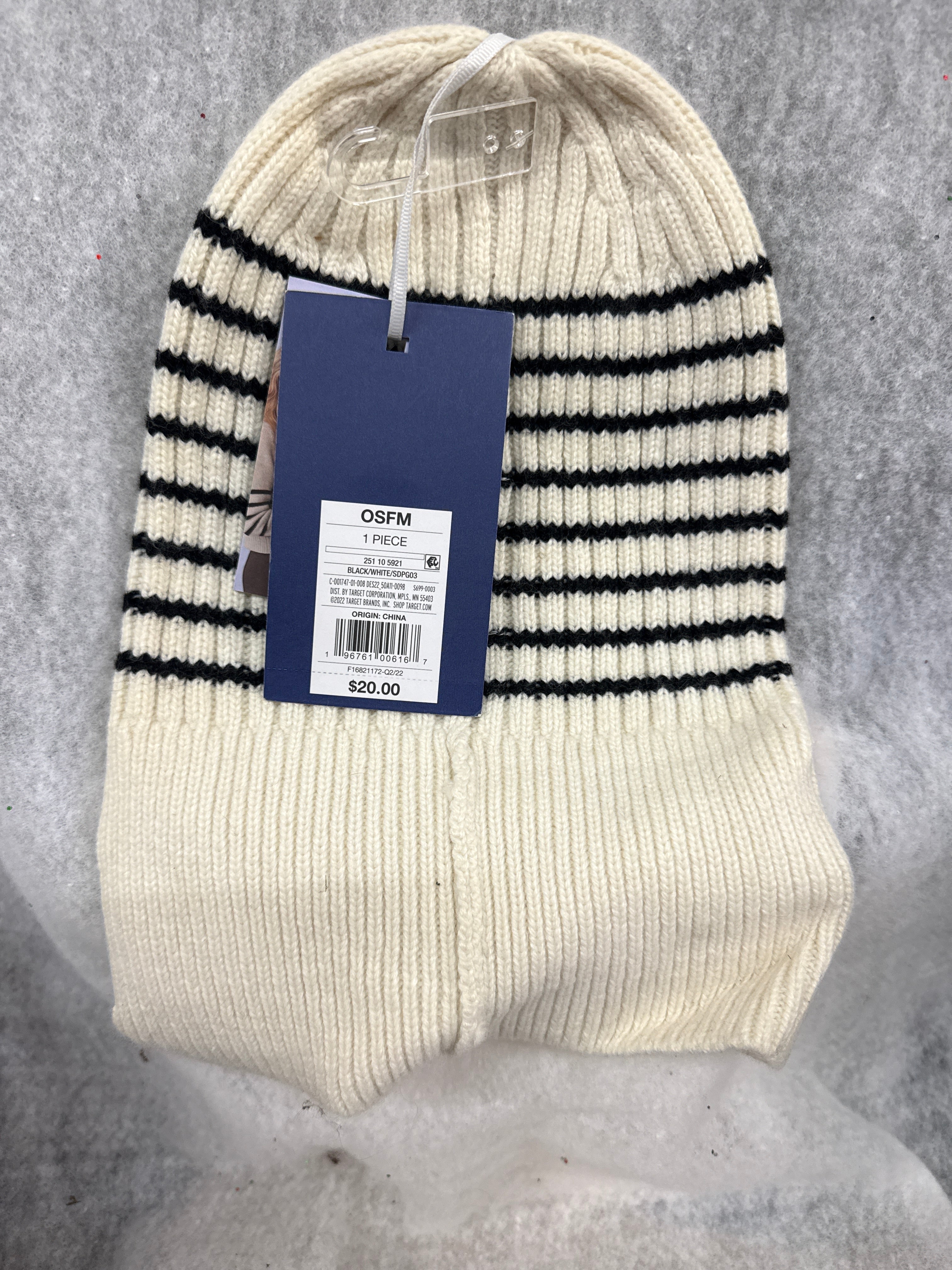 Striped Ribbed Knit Beanie