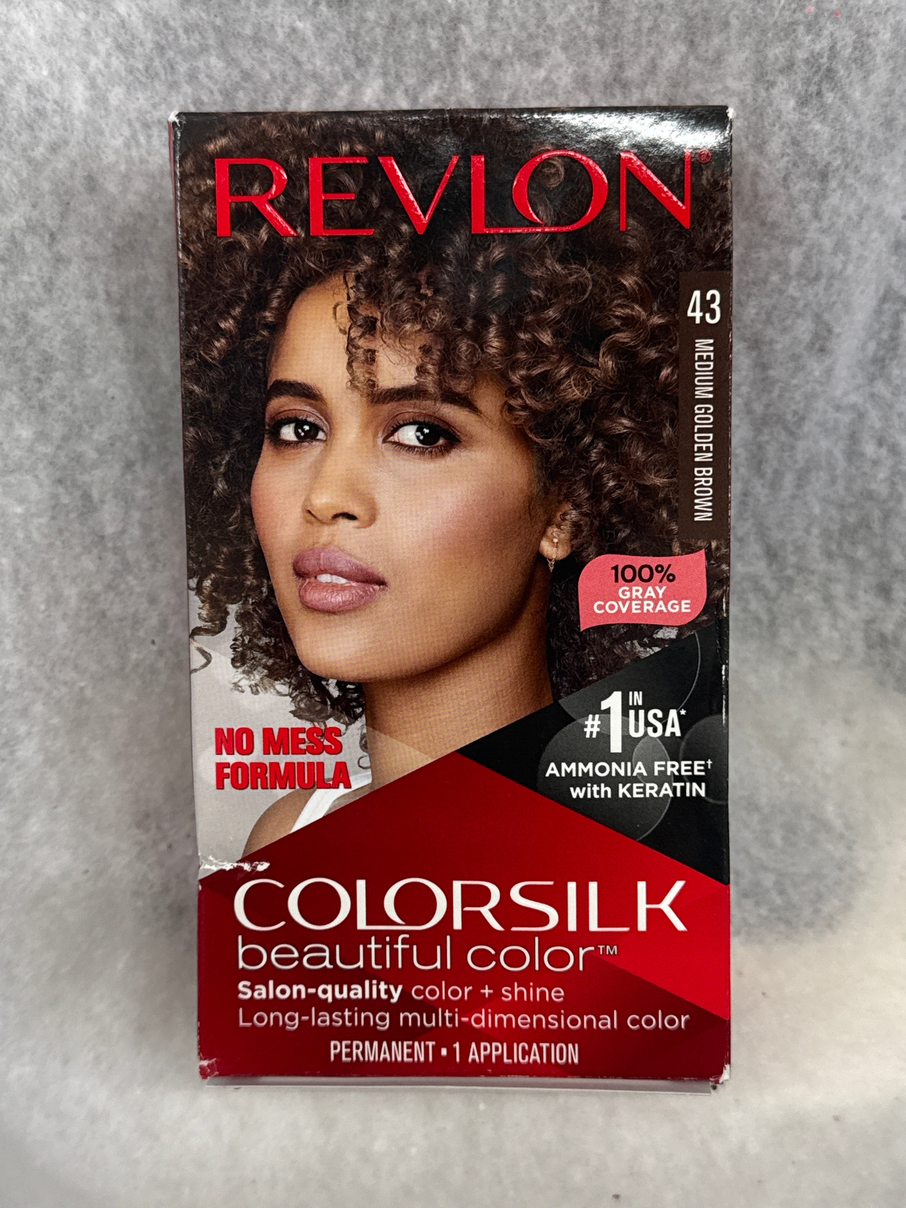 Revlon ColorSilk Beautiful Color Permanent Hair Dye, 43 Medium Golden Brown