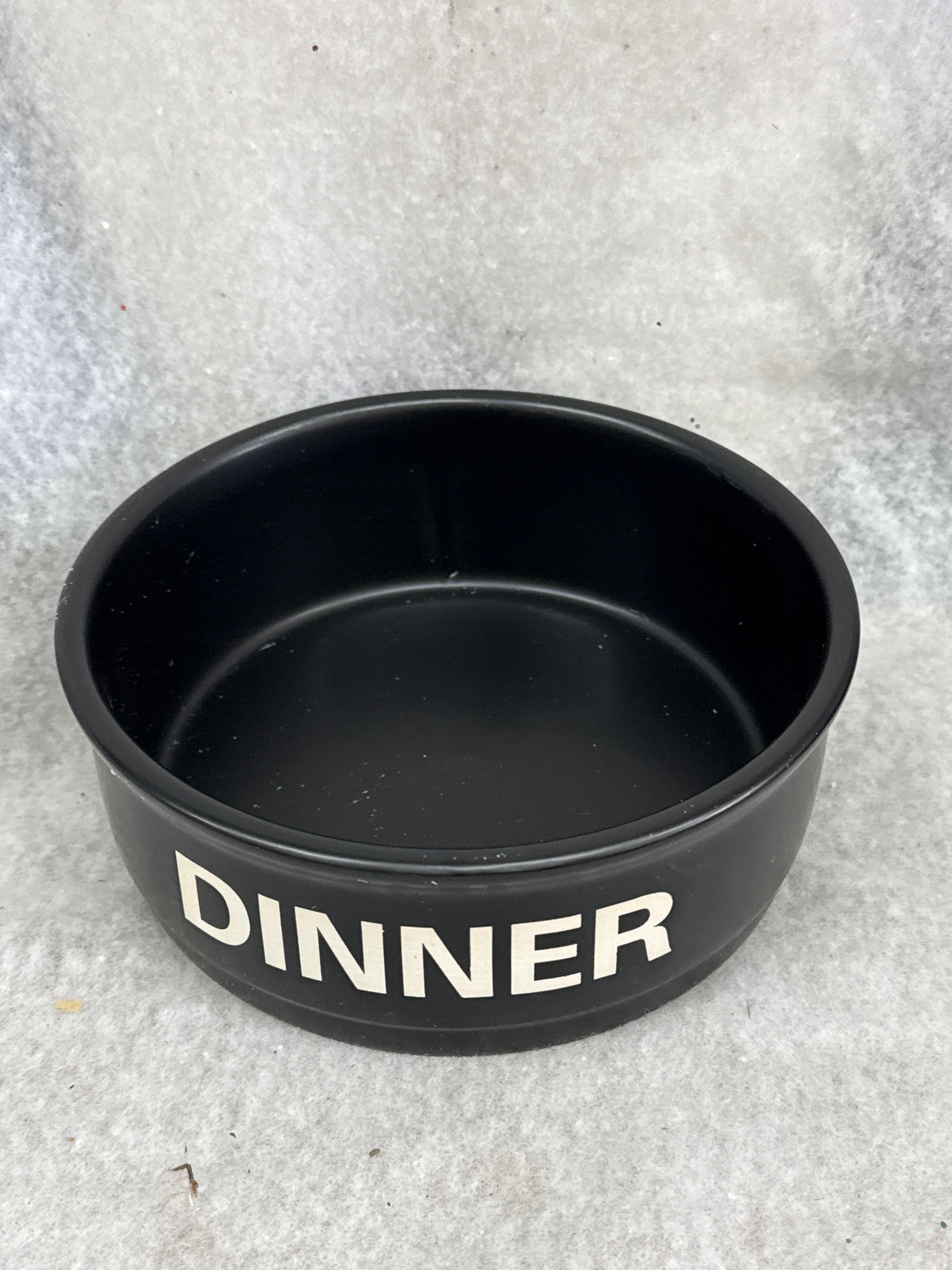 Matte Black Ceramic 'DINNER' Pet Bowl
