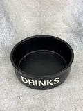 Black 'DRINKS' Ceramic Pet Water Bowl