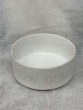 chow down glass dog bowl