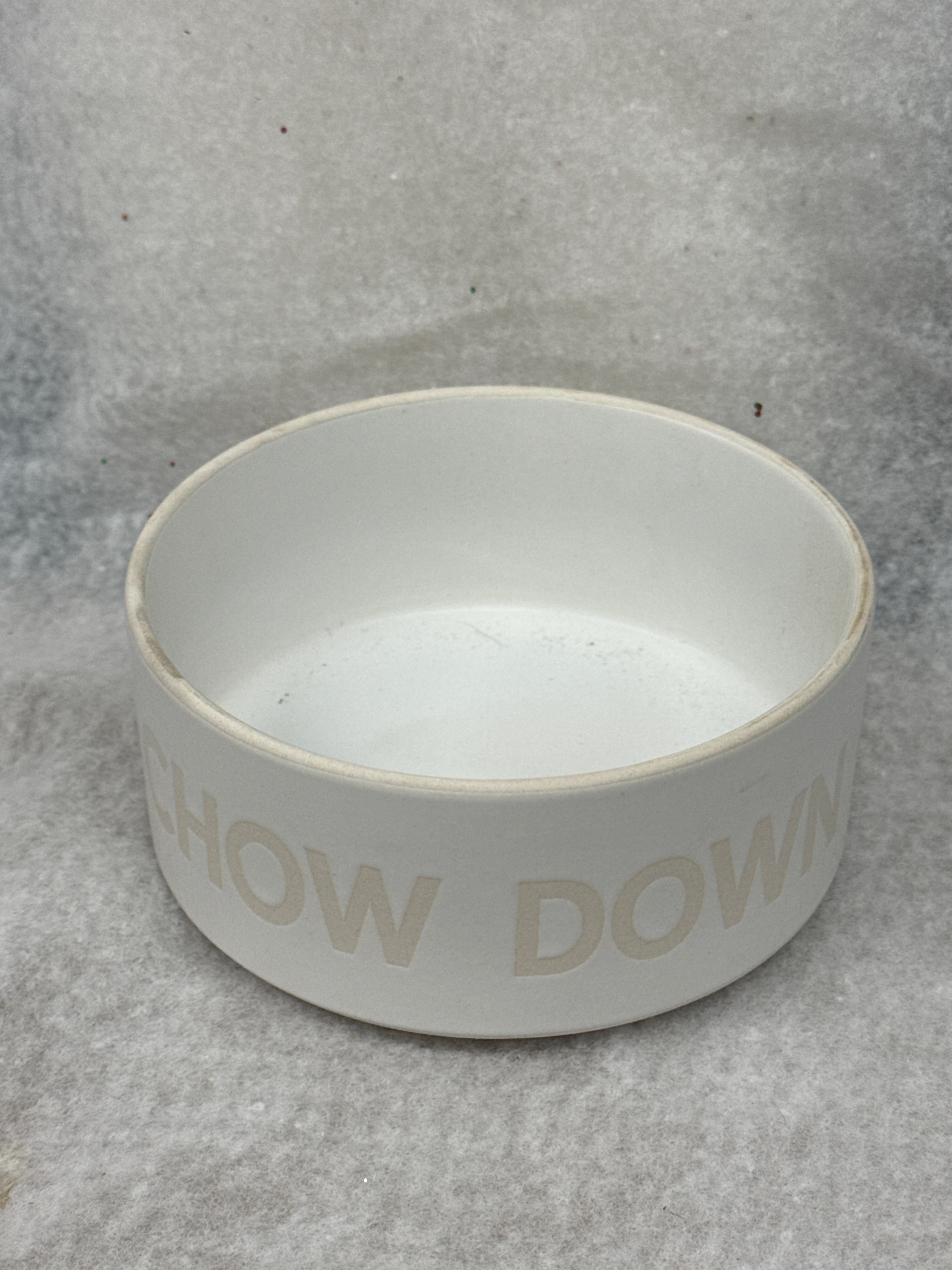 chow down glass dog bowl