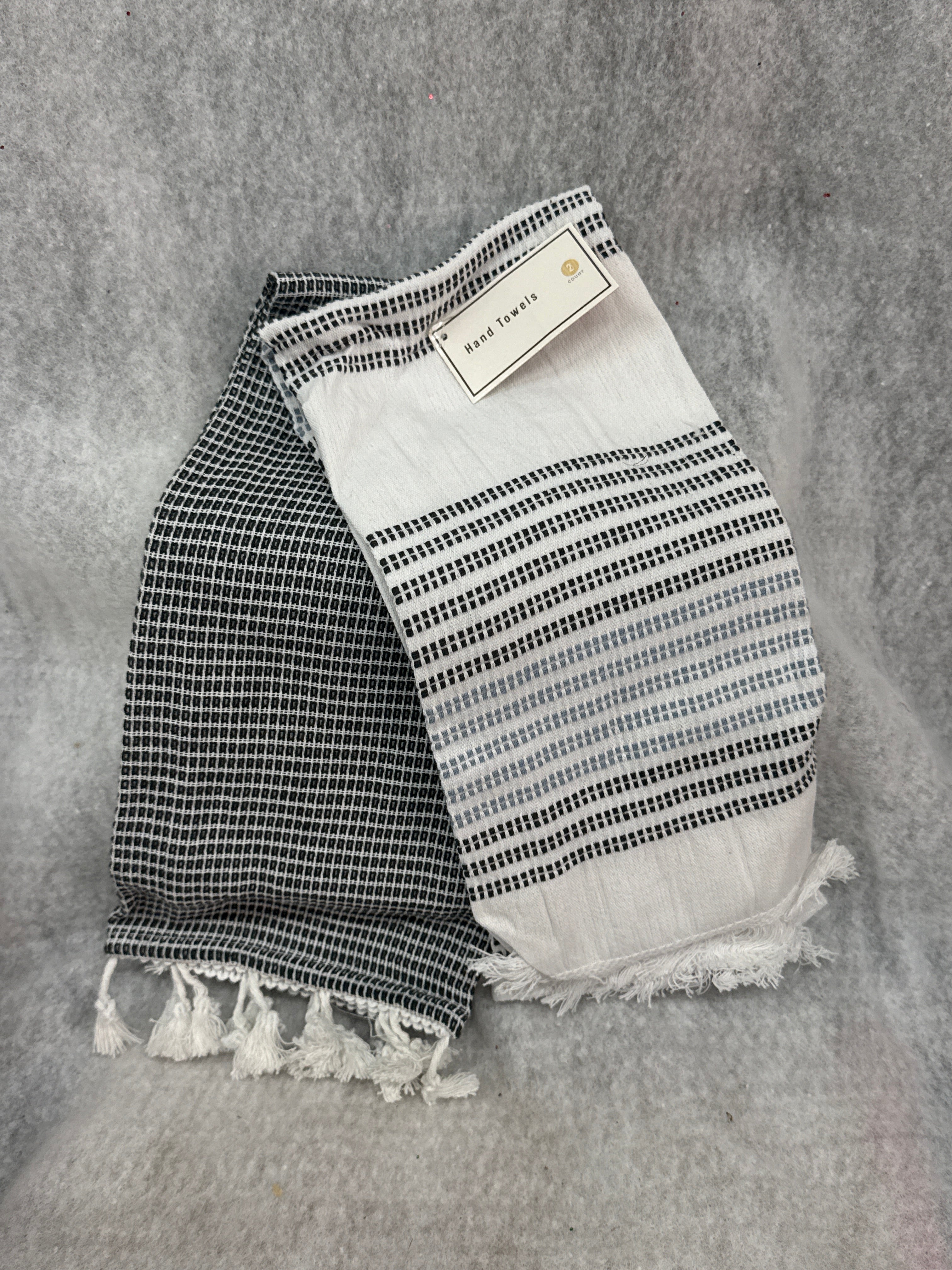 hand towels 2 pk (black and white)