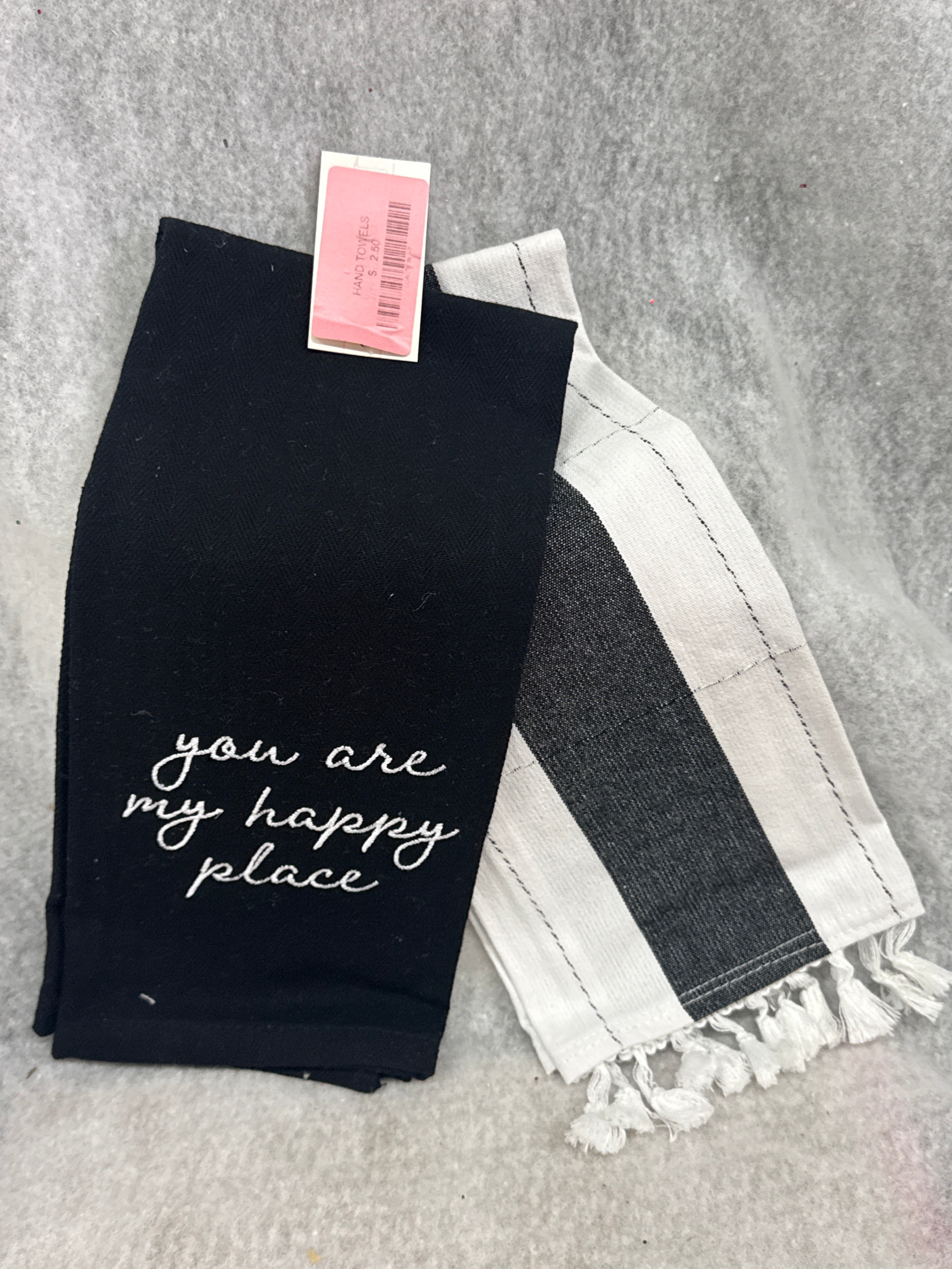 Always First 'You Are My Happy Place' 2ct Dish Towel Set - Black/White