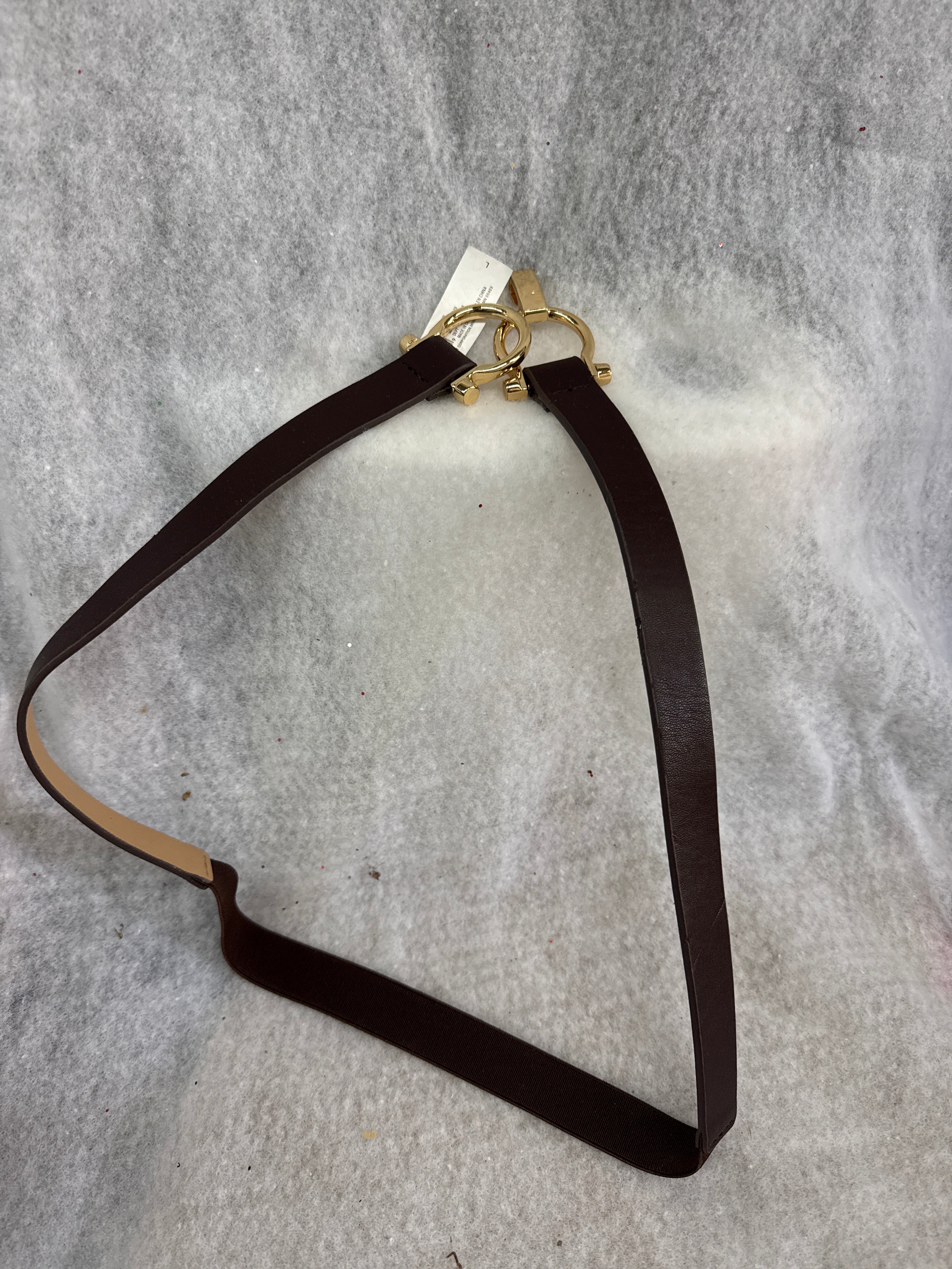 Women's Burgundy Skinny Belt with Gold Horseshoe Buckle