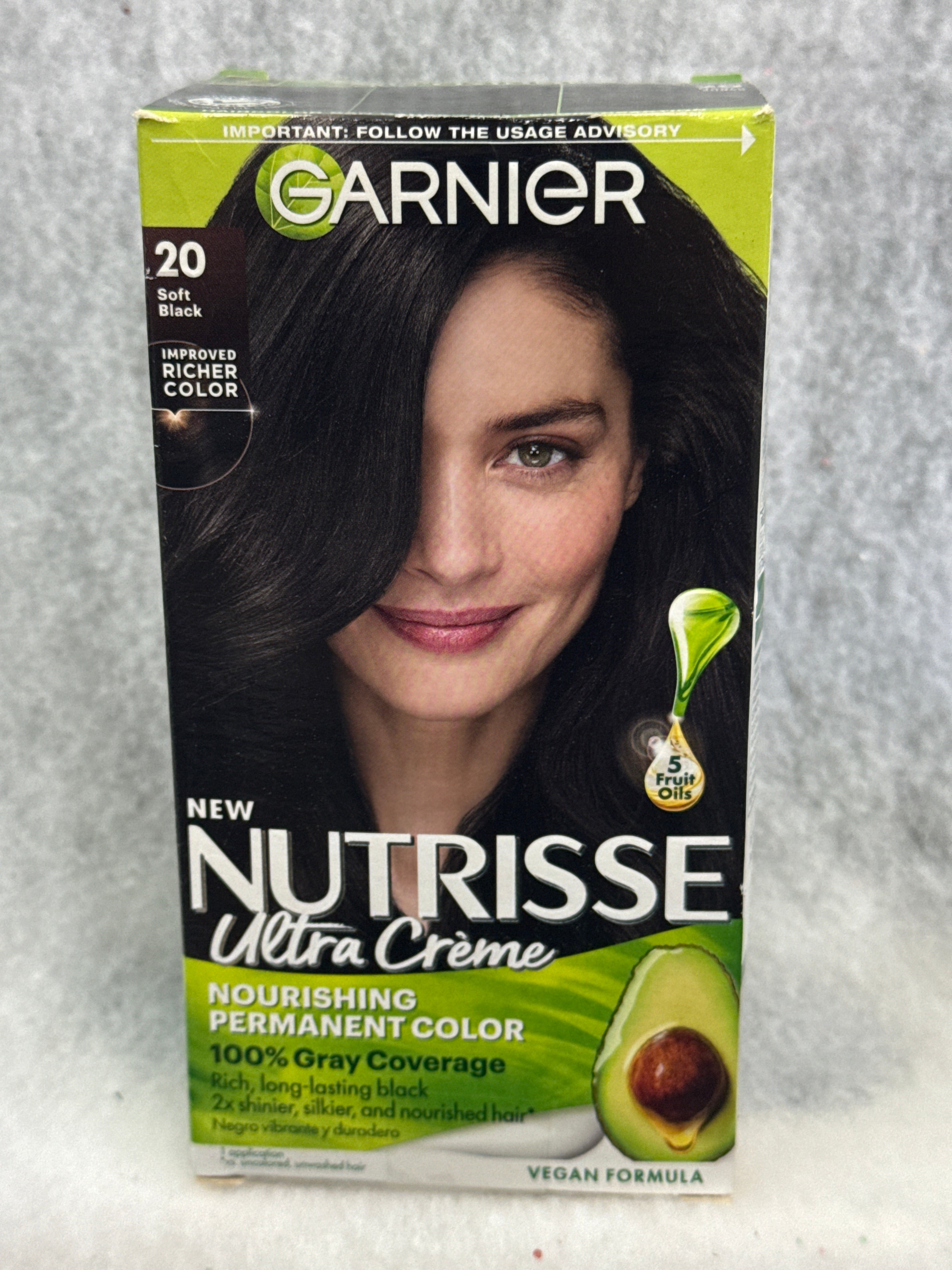 Garnier Nutrisse Nourishing Permanent Hair Color Creme - 20 Soft Black (Black Tea)