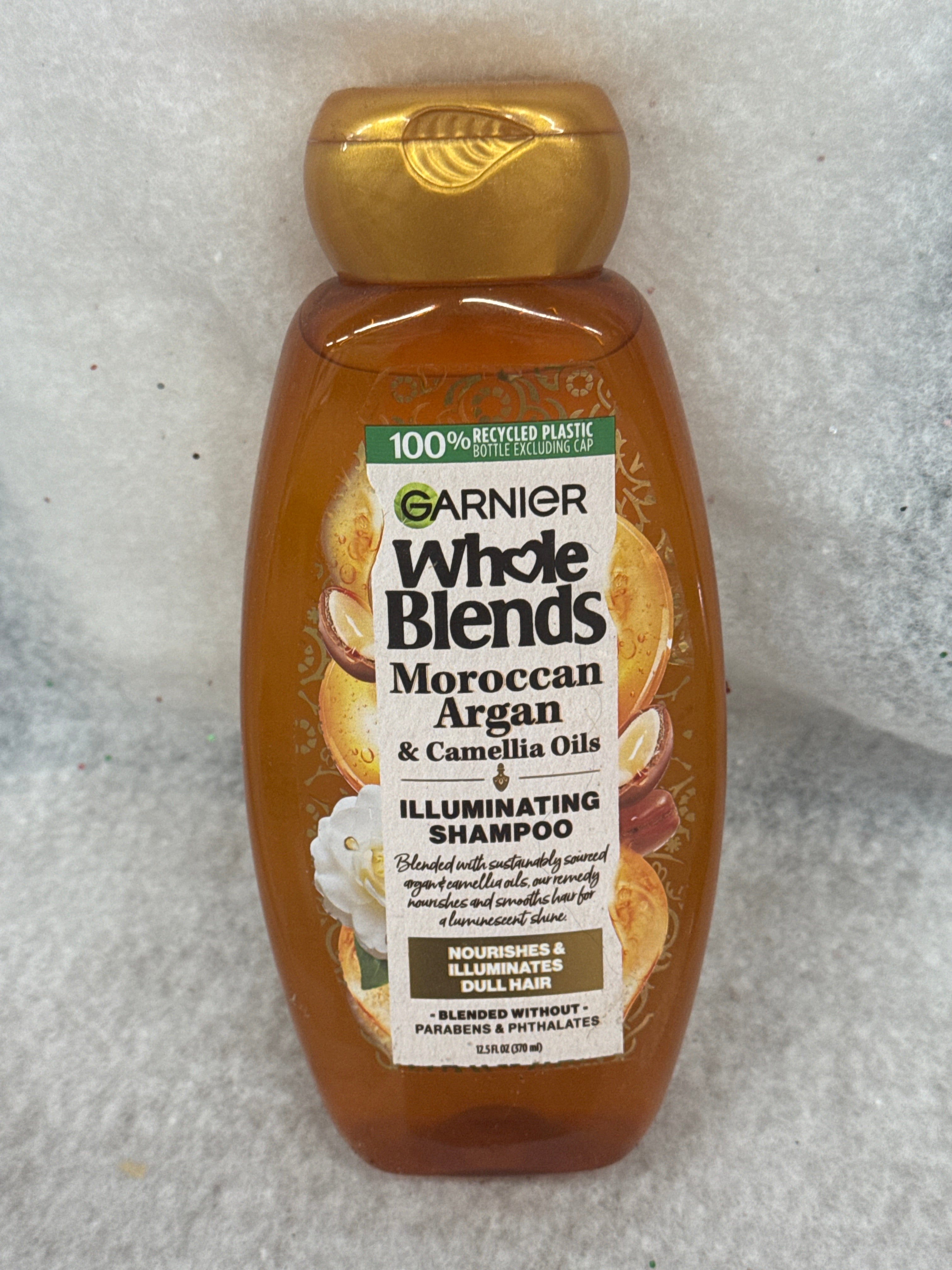 Garnier Whole Blends Illuminating Shampoo with Moroccan Argan & Camellia Oil Extracts, 12.5 fl oz