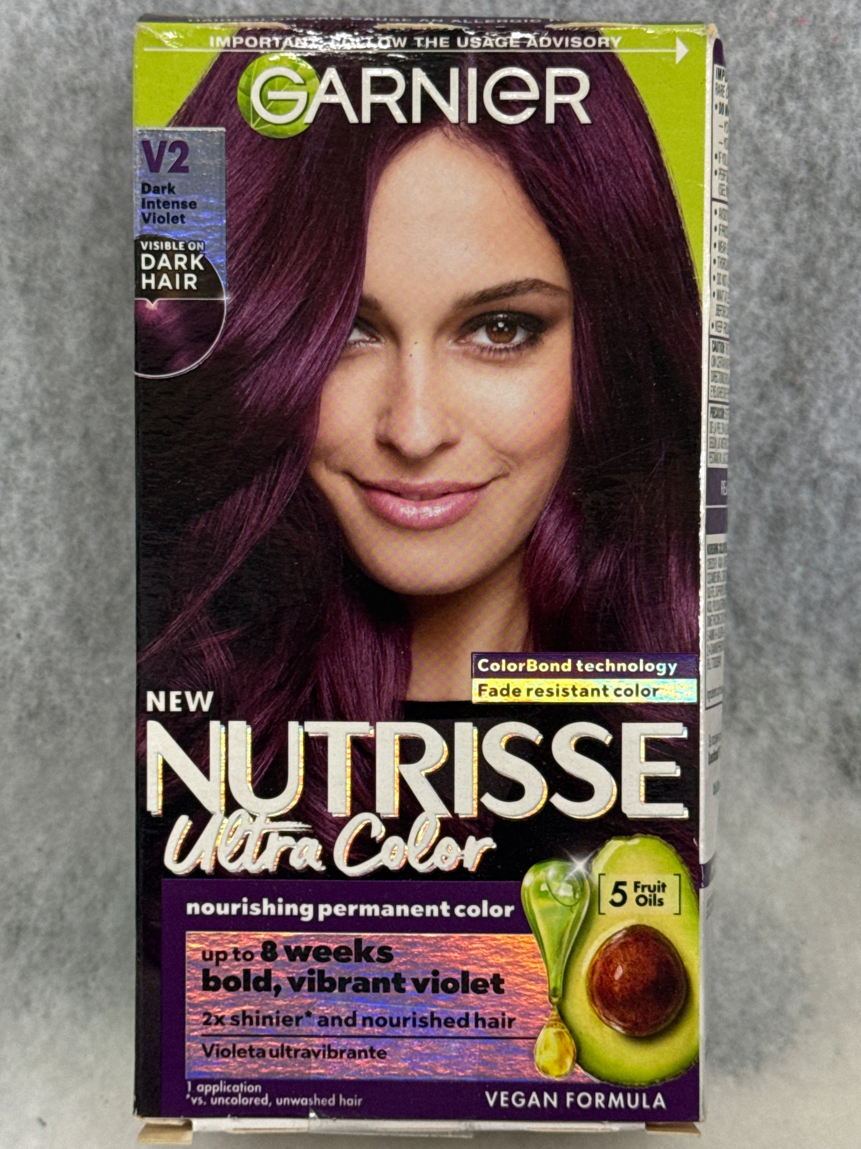Garnier Nutrisse Ultra Color Permanent Hair Dye, V2 Spiced Plum (Dark Intense Violet)