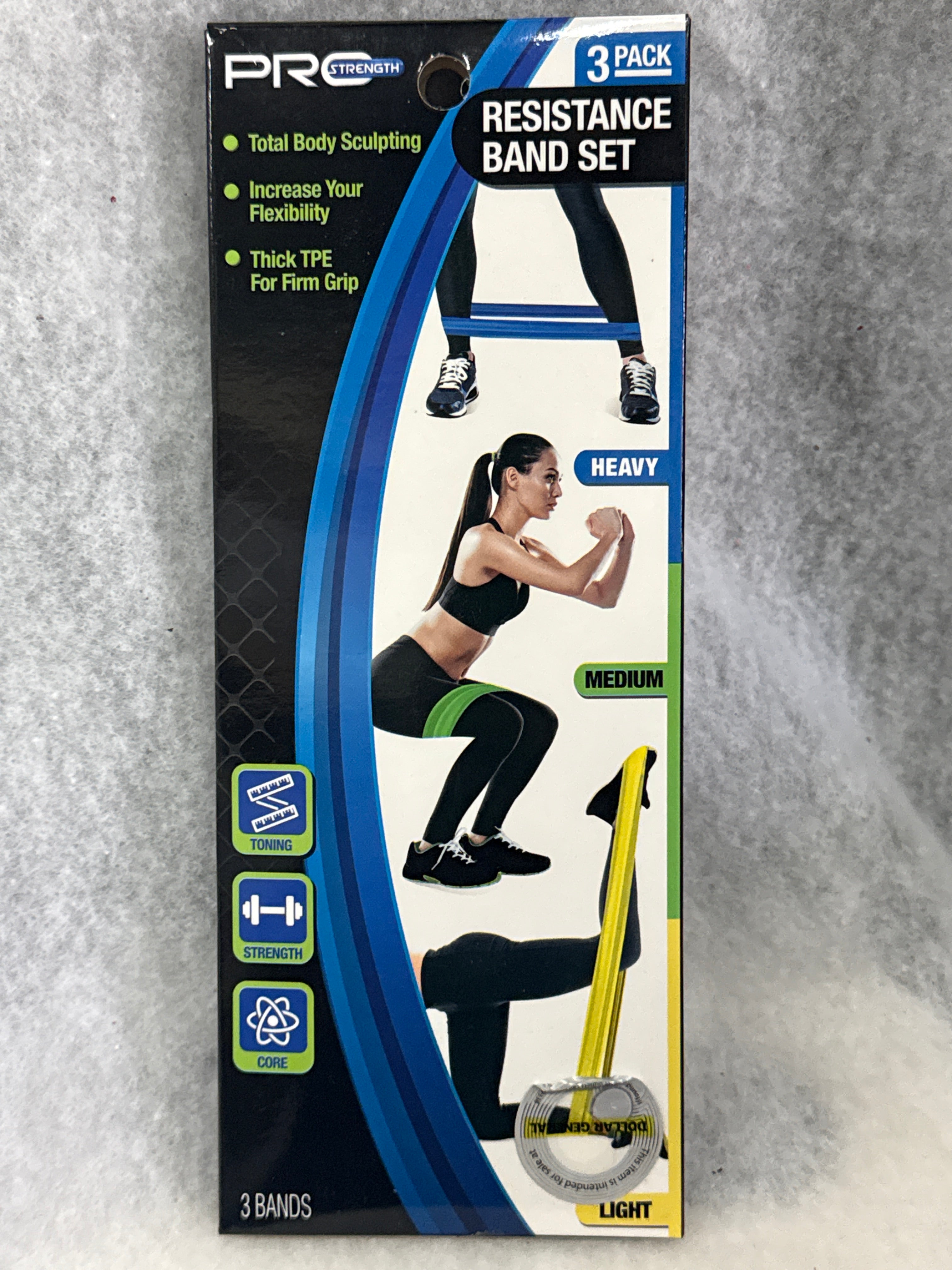 Pro Strength Resistance Band Set, 3 ct (Light, Medium & Heavy)