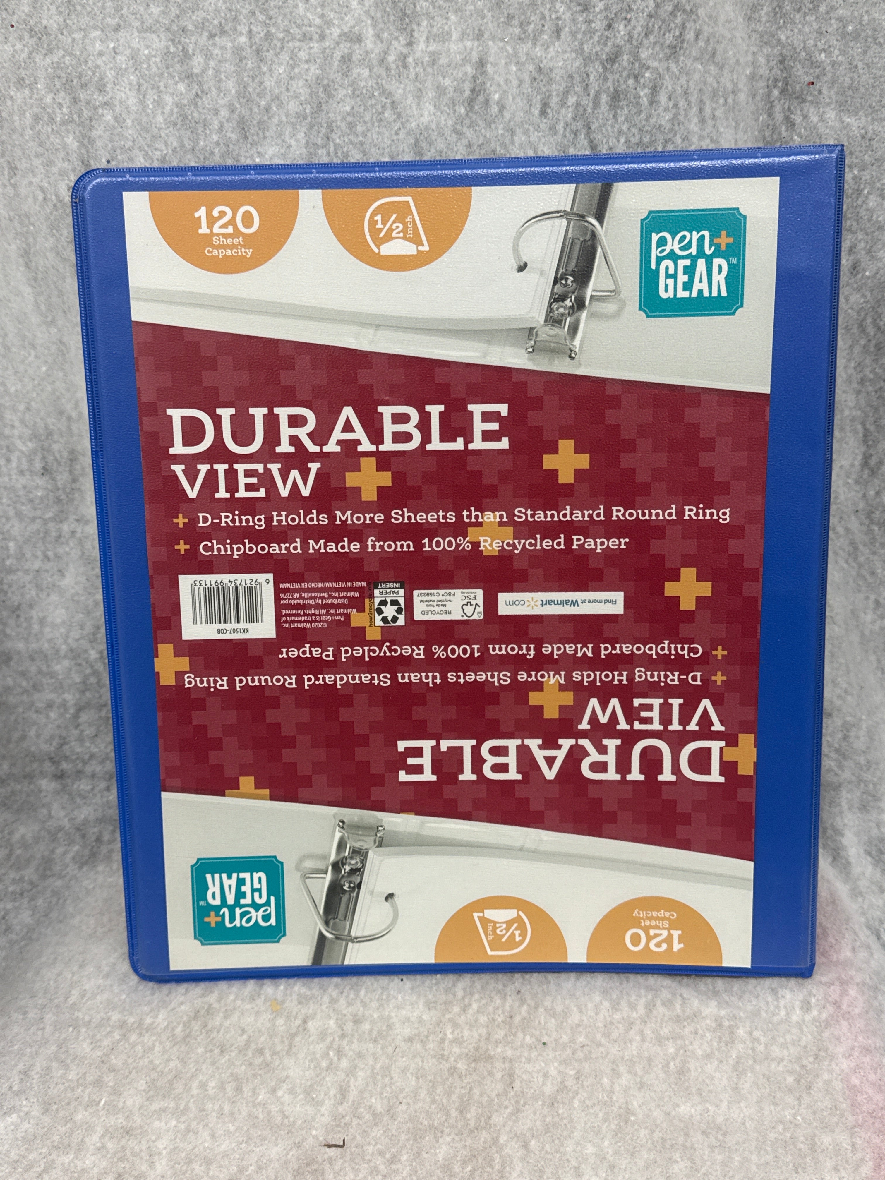 Pen+Gear Durable View 3-Ring Binder, 1/2" Slant D Ring, Cobalt Blue