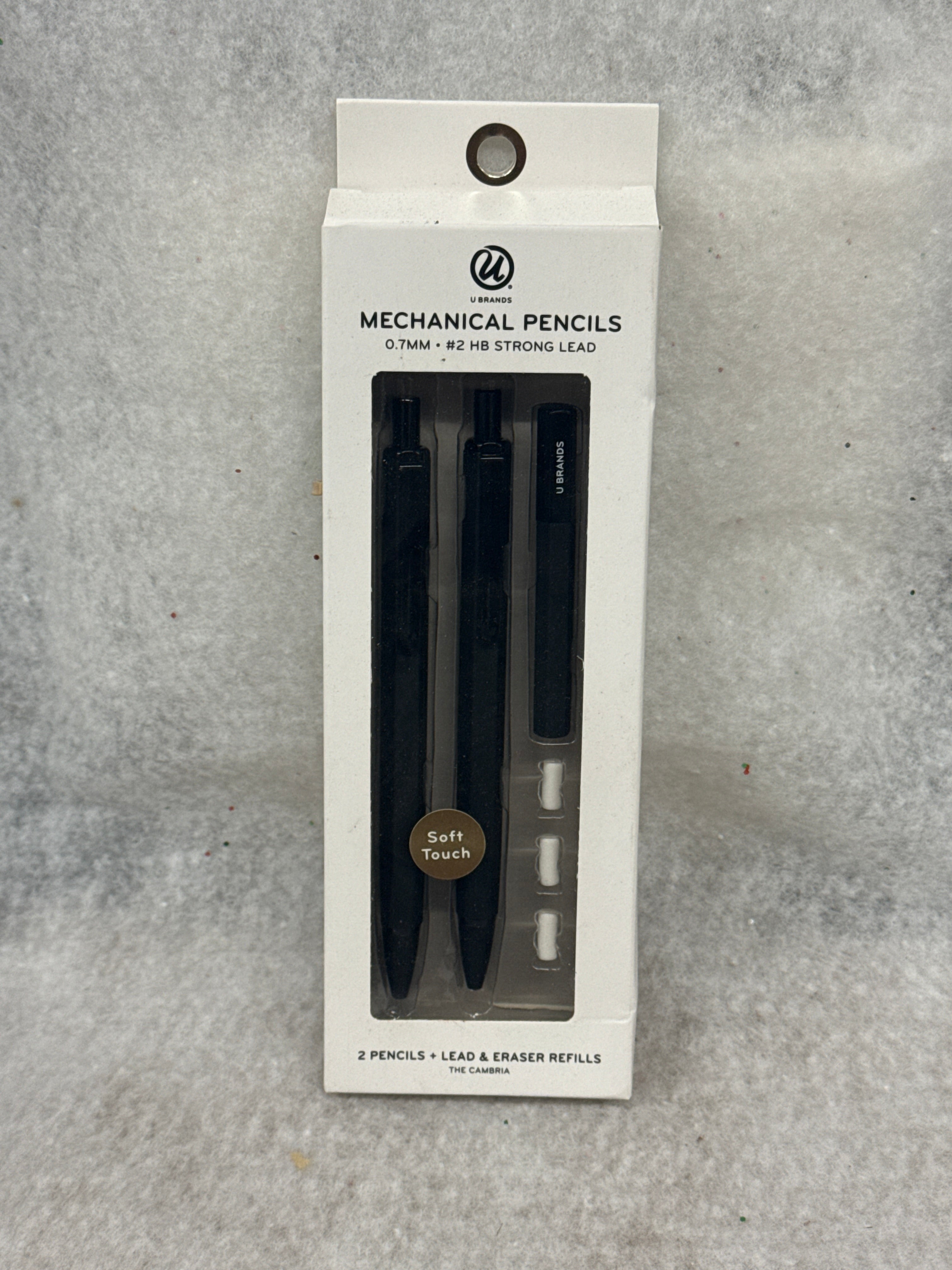 U Brands Cambria Mechanical Pencils, 0.7mm, Matte Black, 2 Count