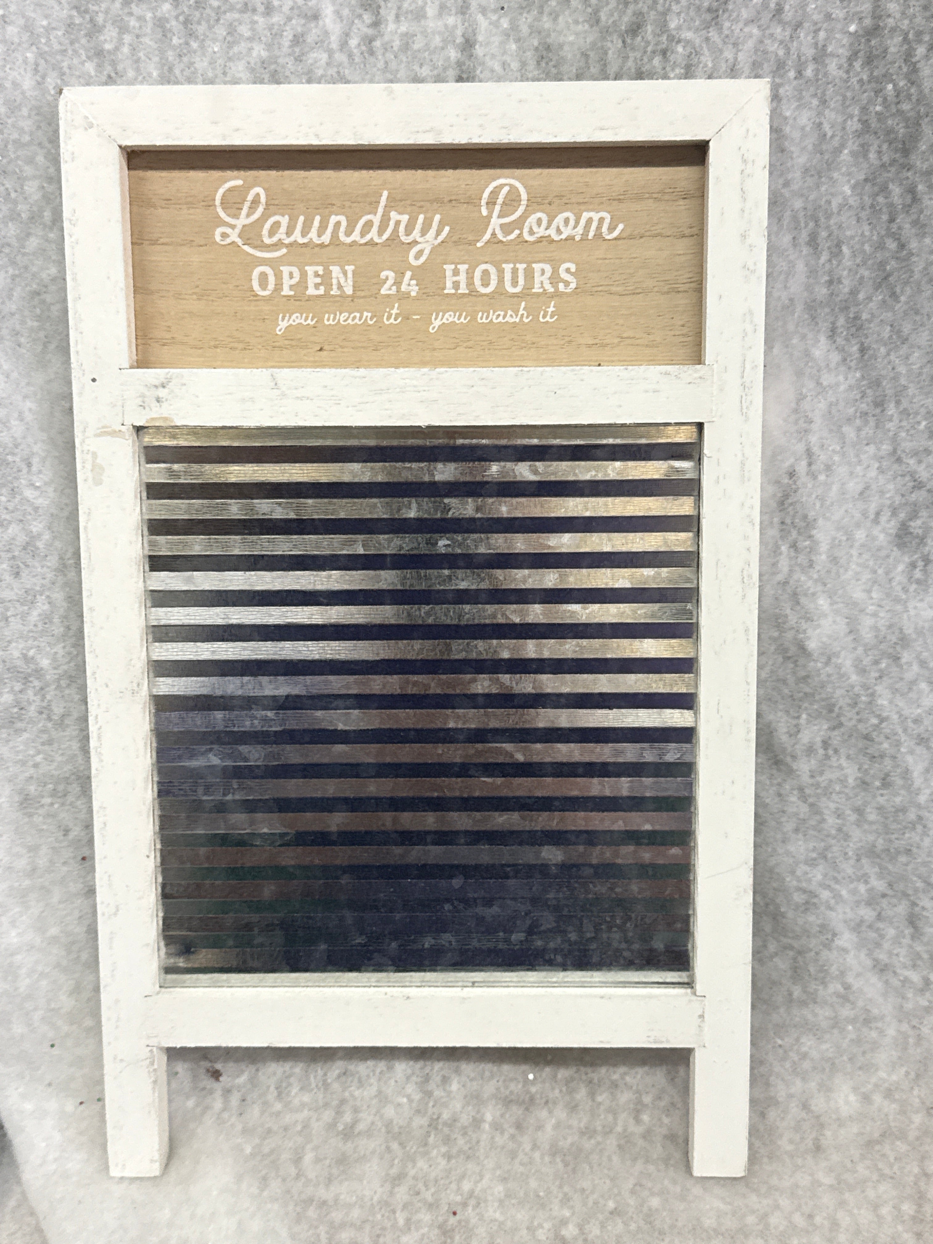 Decorative Laundry Washboard Signs "Brand New" set of 2