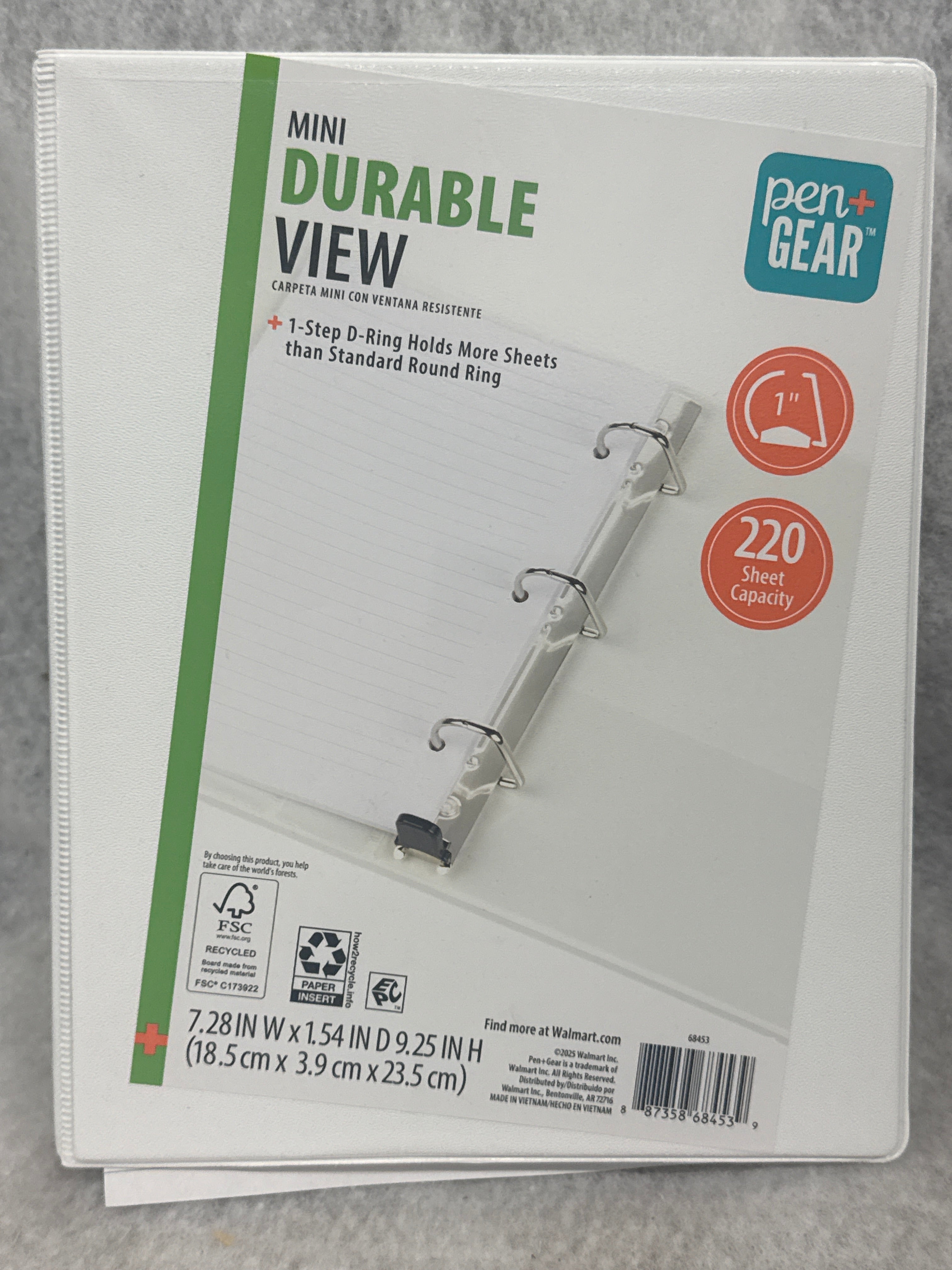 Pen+Gear Mini Durable View Binder, 1" D-Ring, White