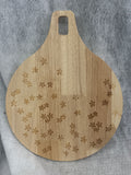 Floral Engraved Round Wooden Serving Board