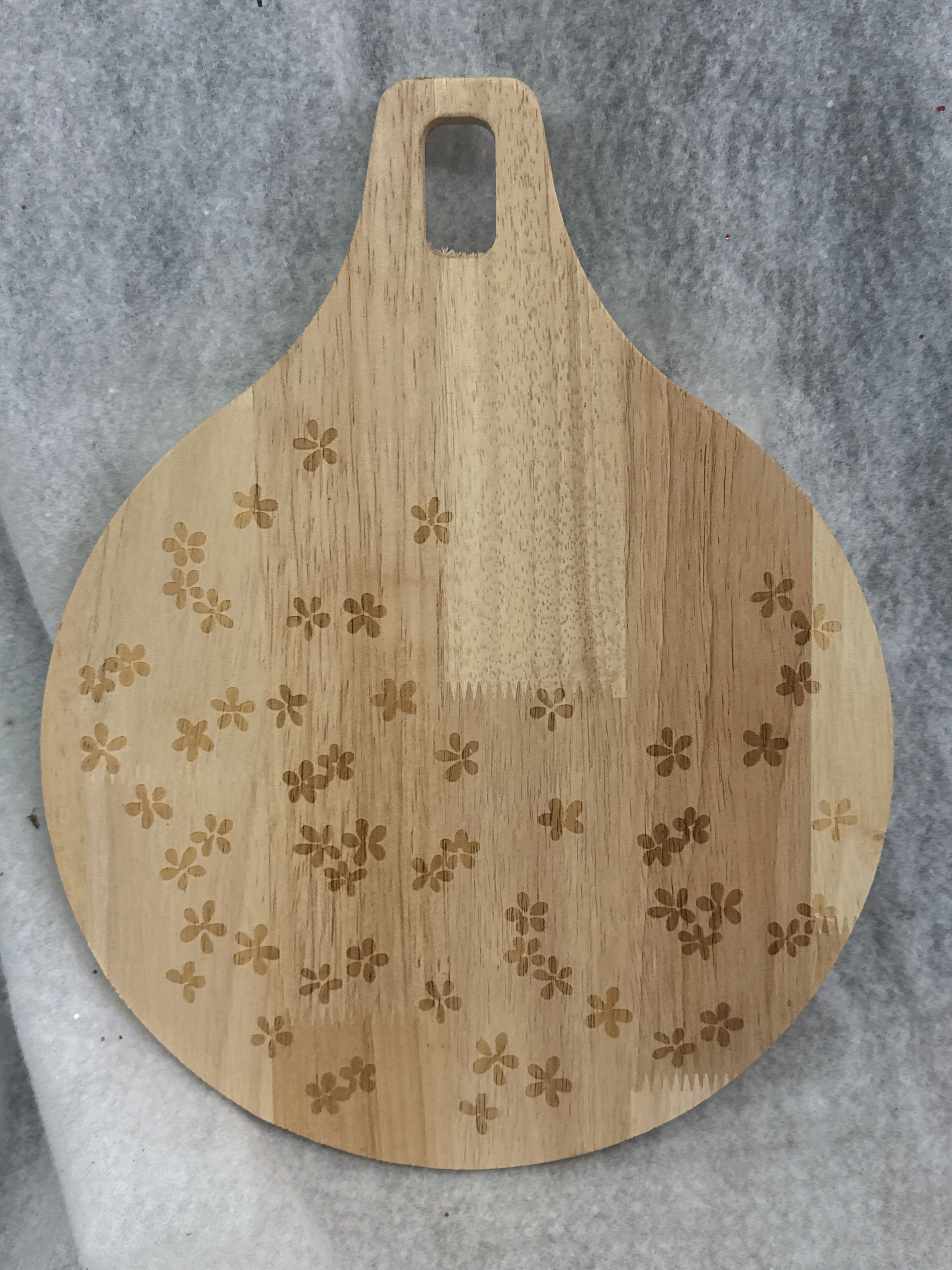 Floral Engraved Round Wooden Serving Board