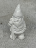Target Bullseye Mini Shiny White Glazed Gnome with Stick in Hand